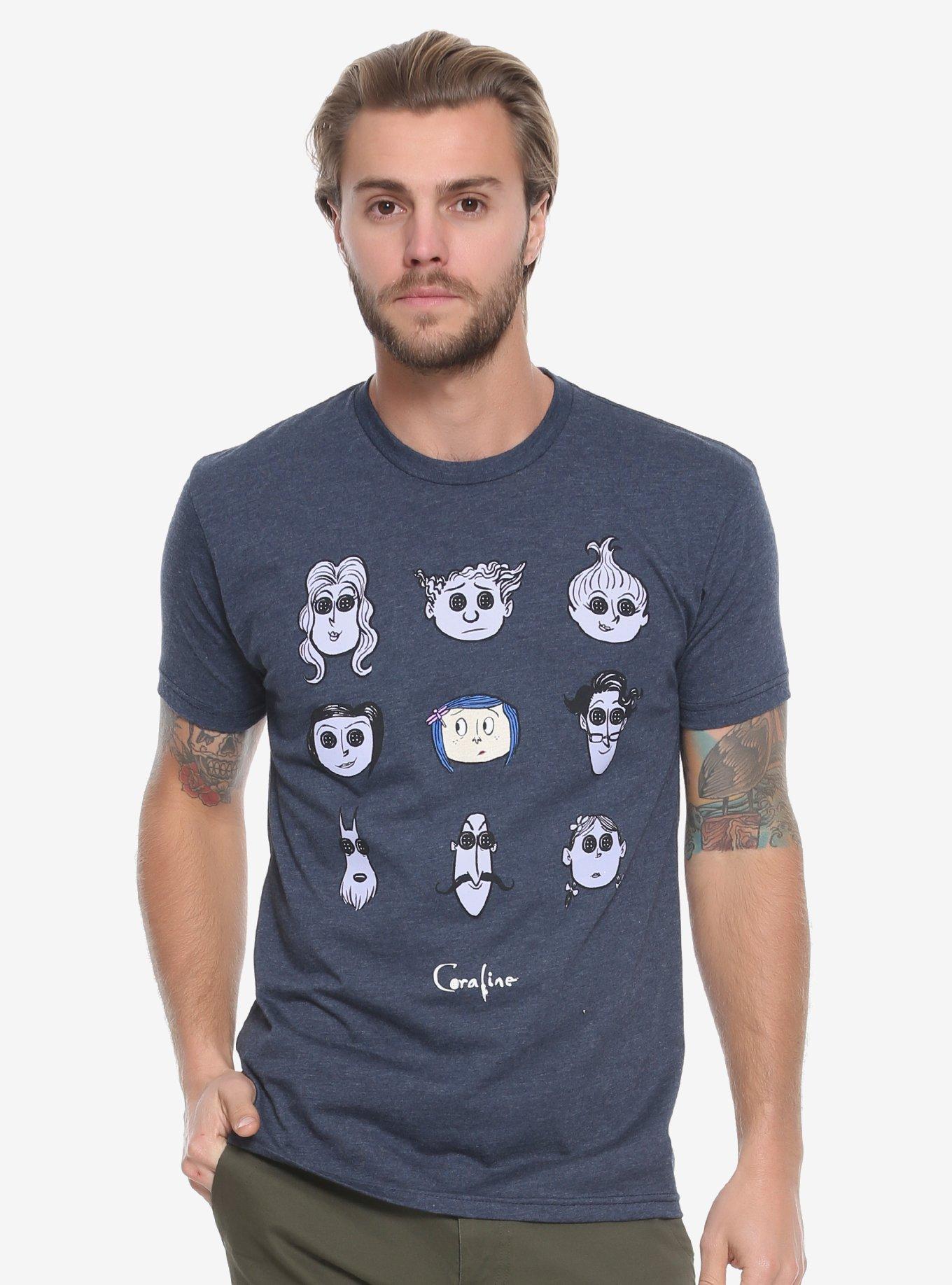 Coraline Faces T-Shirt - BoxLunch Exclusive, BLUE, hi-res