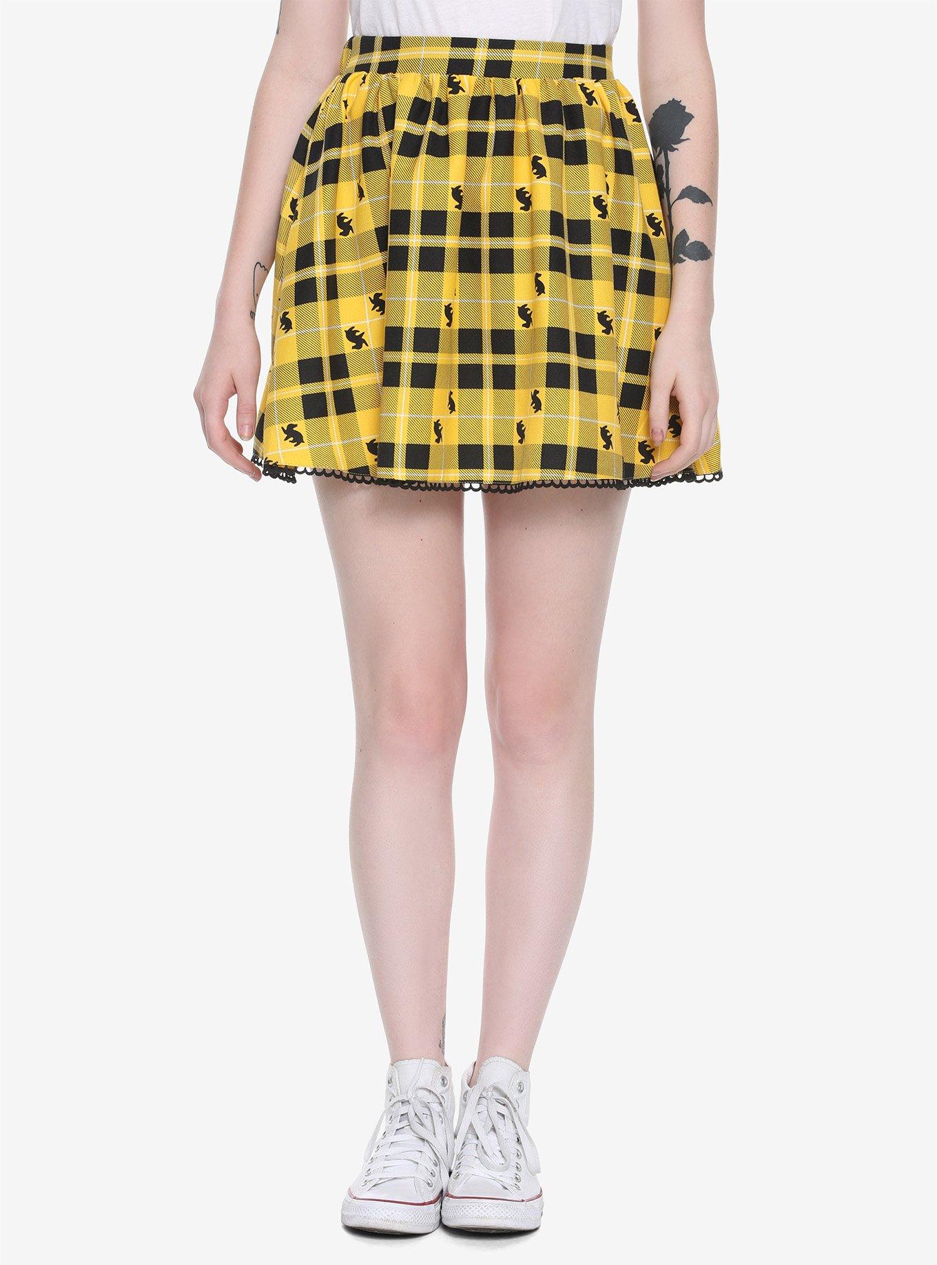 Harry Potter Hufflepuff Plaid Skirt, PLAID, hi-res