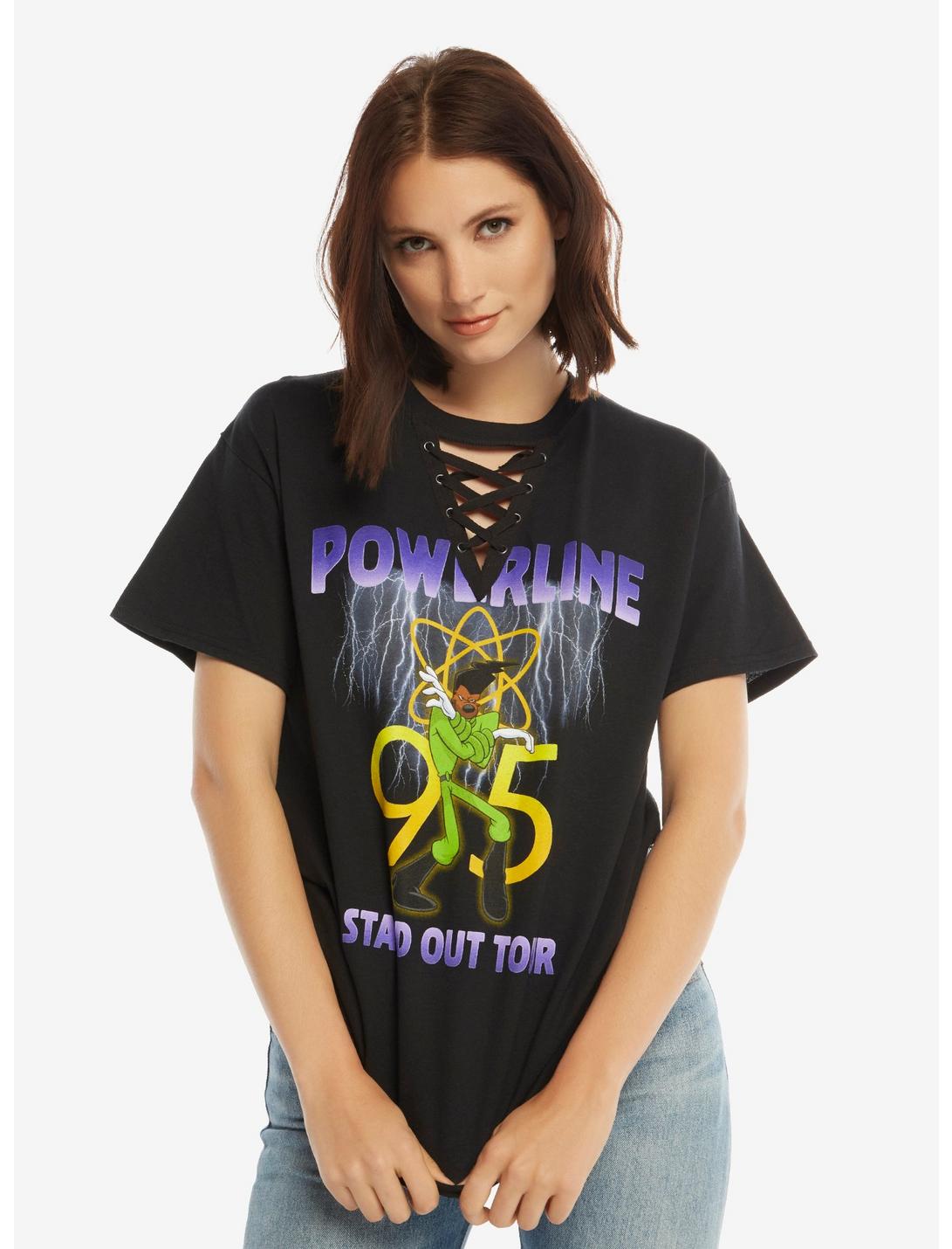 Disney A Goofy Movie Powerline Cutout Lace-Up Womens Tee - BoxLunch Exclusive!, BLACK, hi-res