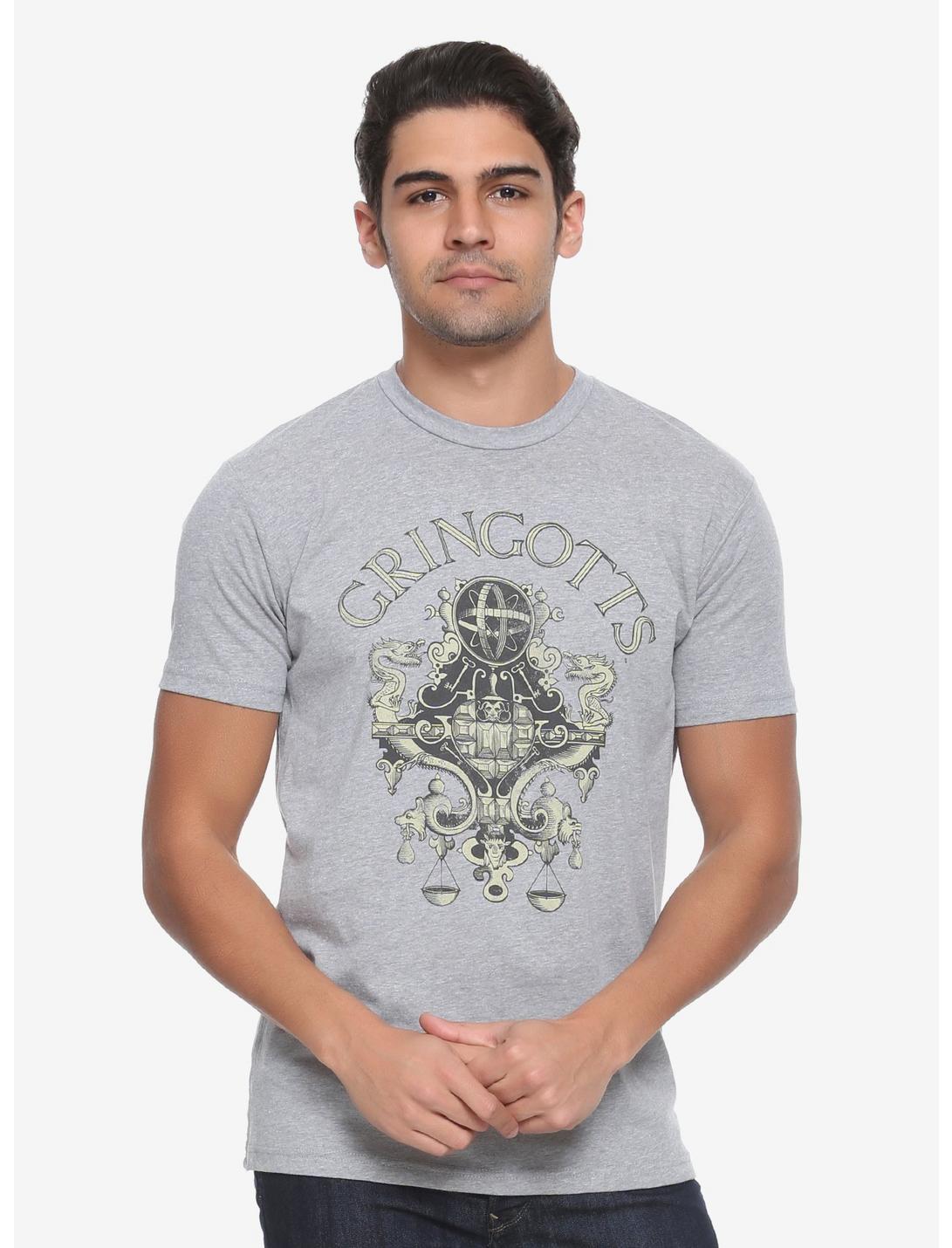 Harry Potter Gringotts Logo T-Shirt - BoxLunch Exclusive, GREY, hi-res