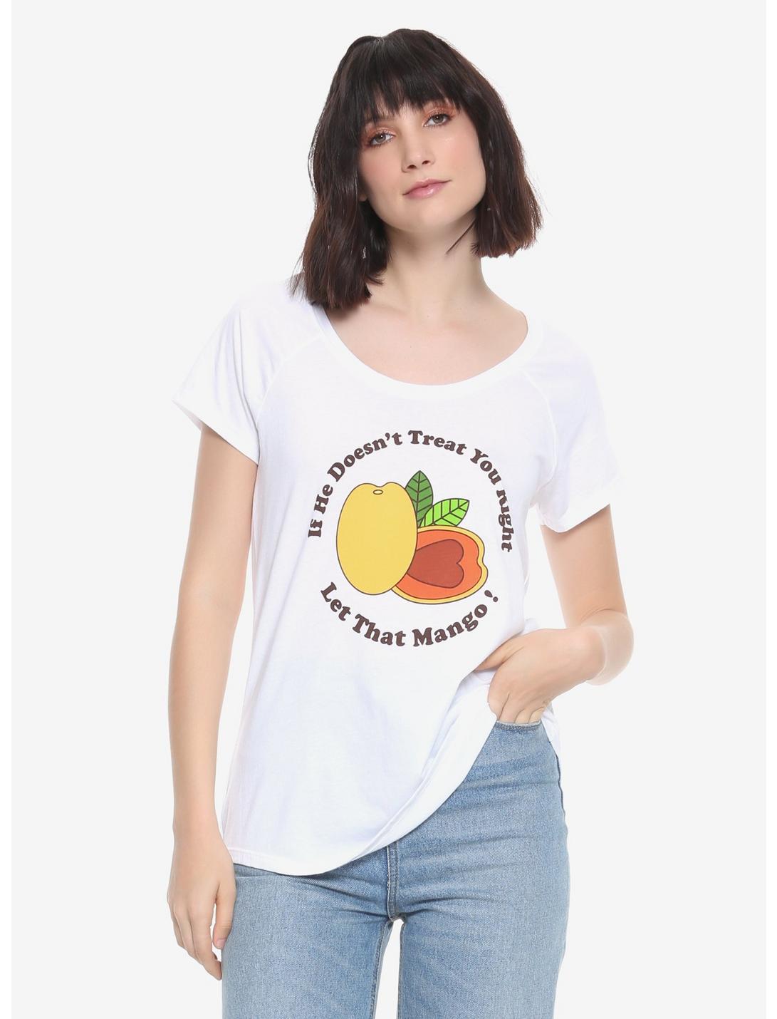 Let That Mango Womens Tee - BoxLunch Exclusive, WHITE, hi-res