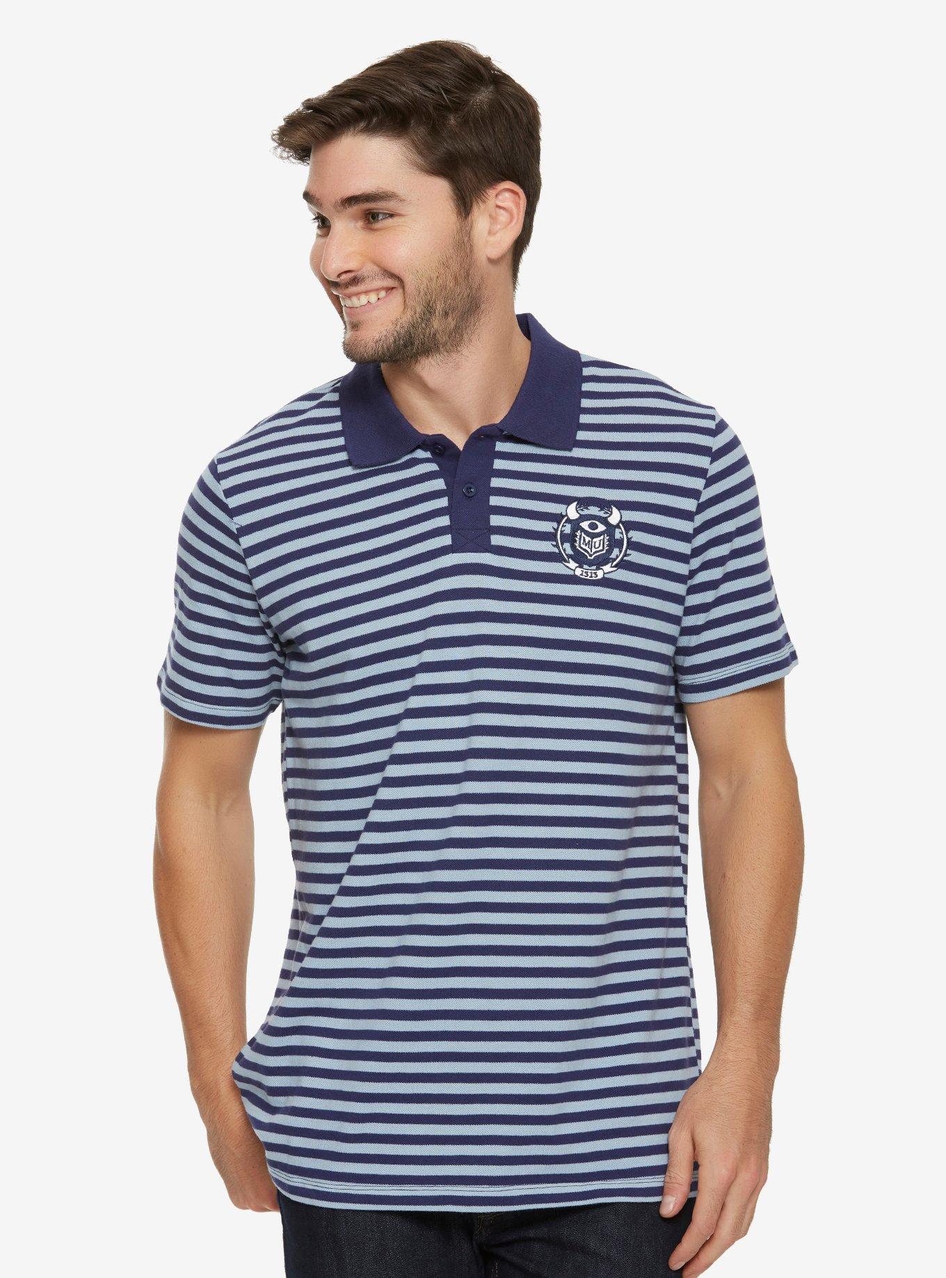 Disney Pixar Monsters University Striped Polo Shirt - BoxLunch Exclusive, GREY, hi-res