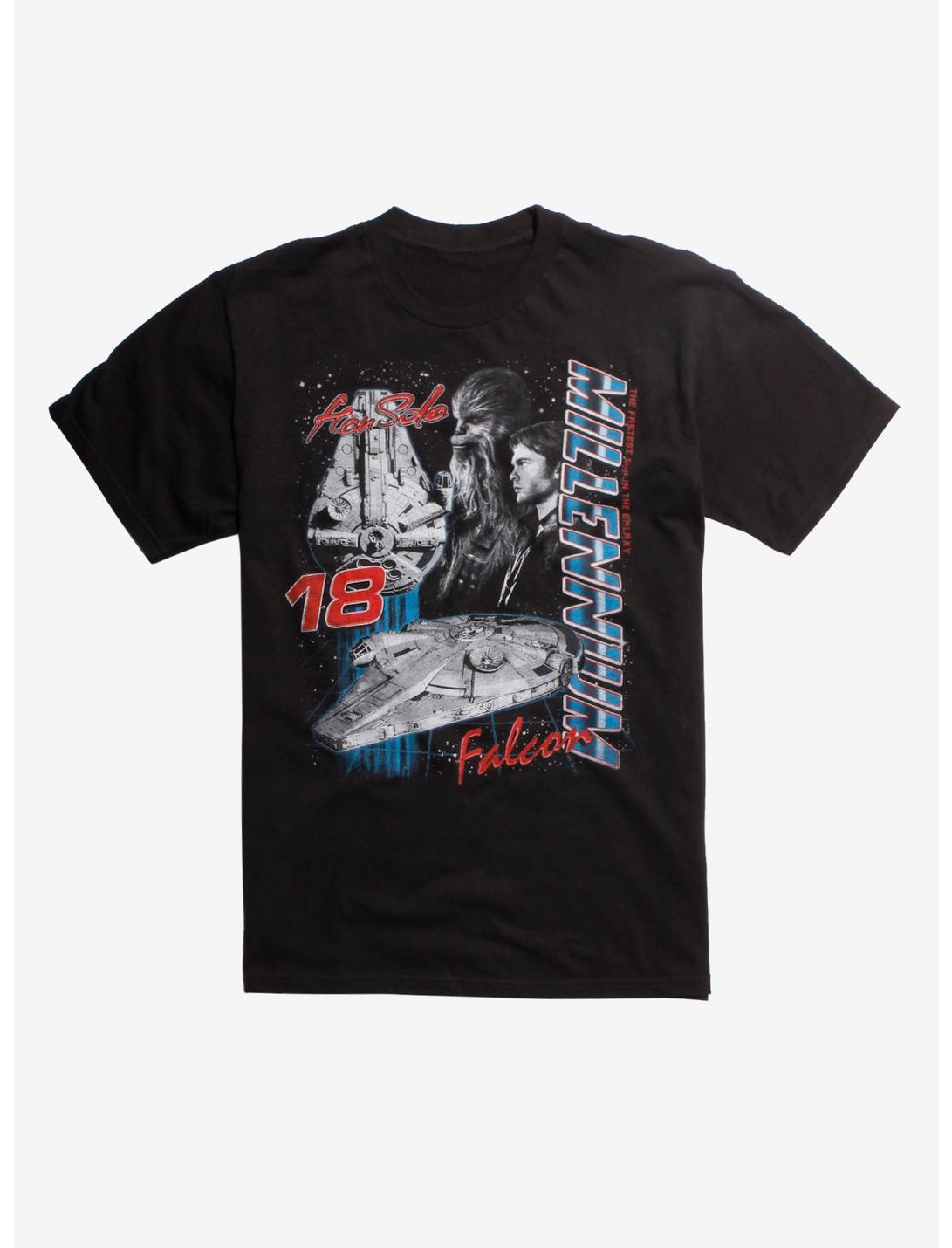 Solo: A Star Wars Story Millennium Falcon Speedway T-Shirt Hot Topic Exclusive, BLACK, hi-res