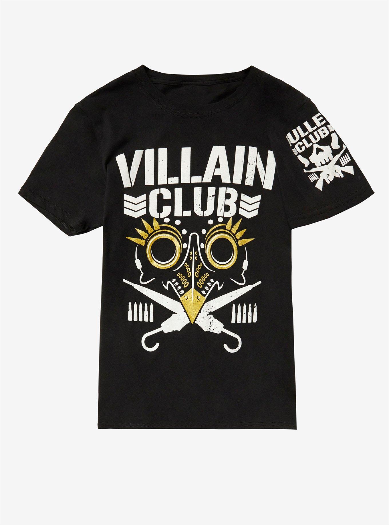 New Japan Pro-Wrestling Bullet Club Villain Club Gold Accent T-Shirt, BLACK, hi-res