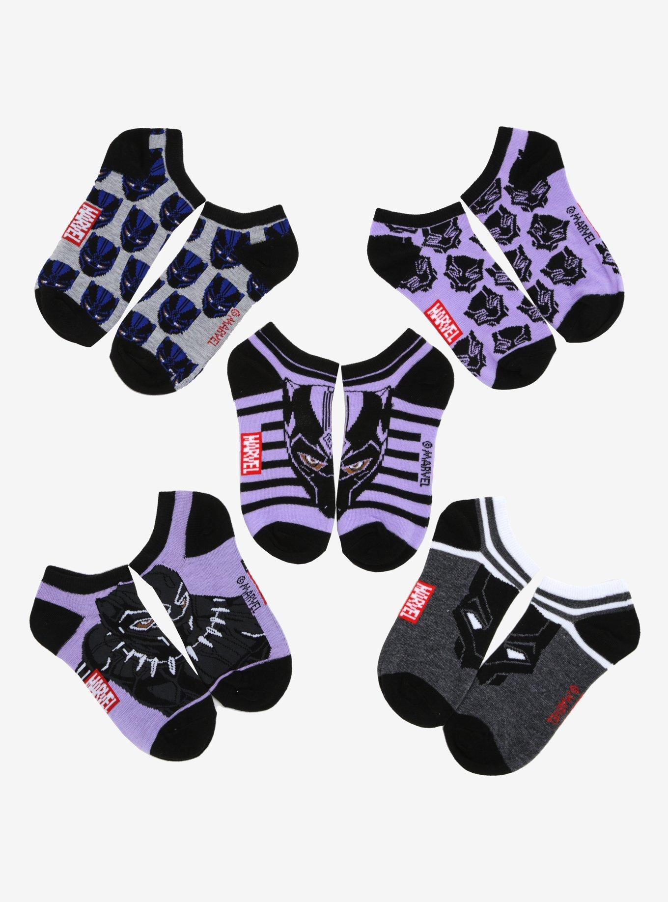 Marvel Black Panther Purple No-Show Socks 5 Pair, , hi-res