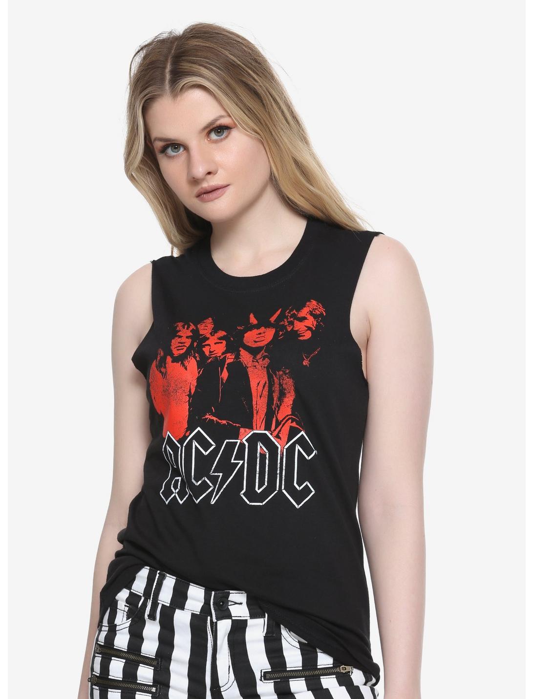 AC/DC Group In Red Girls Muscle Top, BLACK, hi-res