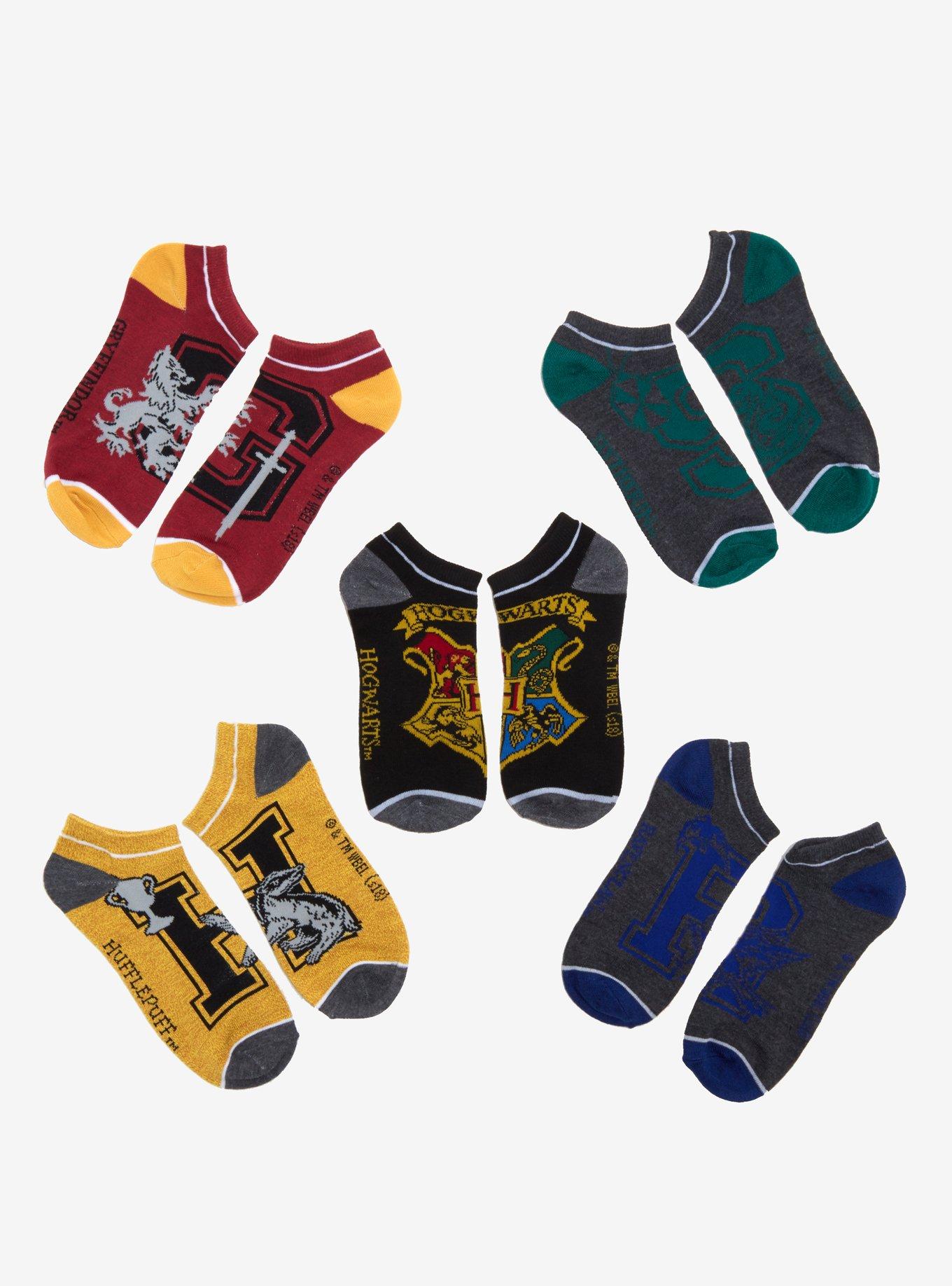 Harry Potter House Varsity Letters No-Show Socks 5 Pair, , hi-res