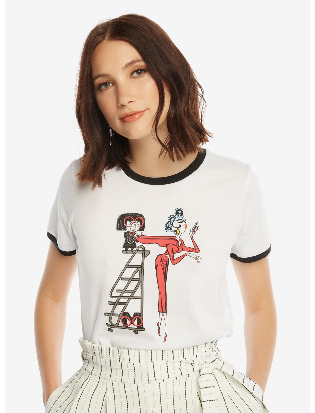 Disney Pixar Incredibles 2 Edna Mode Elevate Womens Ringer Tee - BoxLunch Exclusive, WHITE, hi-res