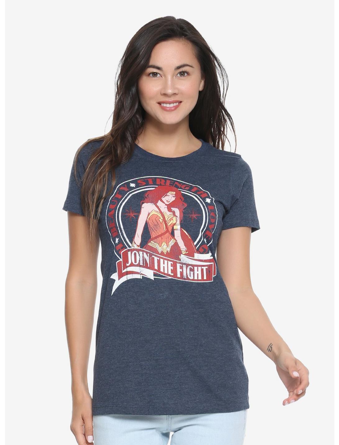 DC Comics Wonder Woman Join The Fight Womens Tee - BoxLunch Exclusive, NAVY, hi-res