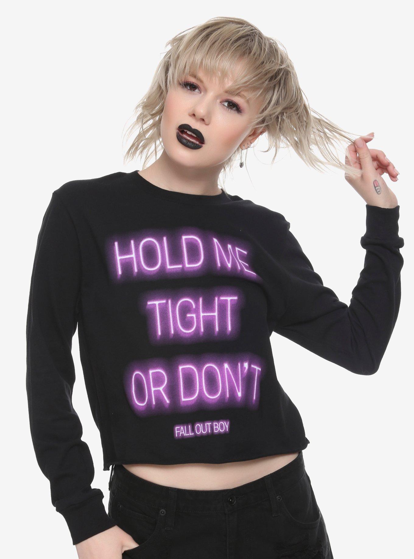 Fall Out Boy Hold Me Tight Crop Long-Sleeve Girls T-Shirt, BLACK, hi-res