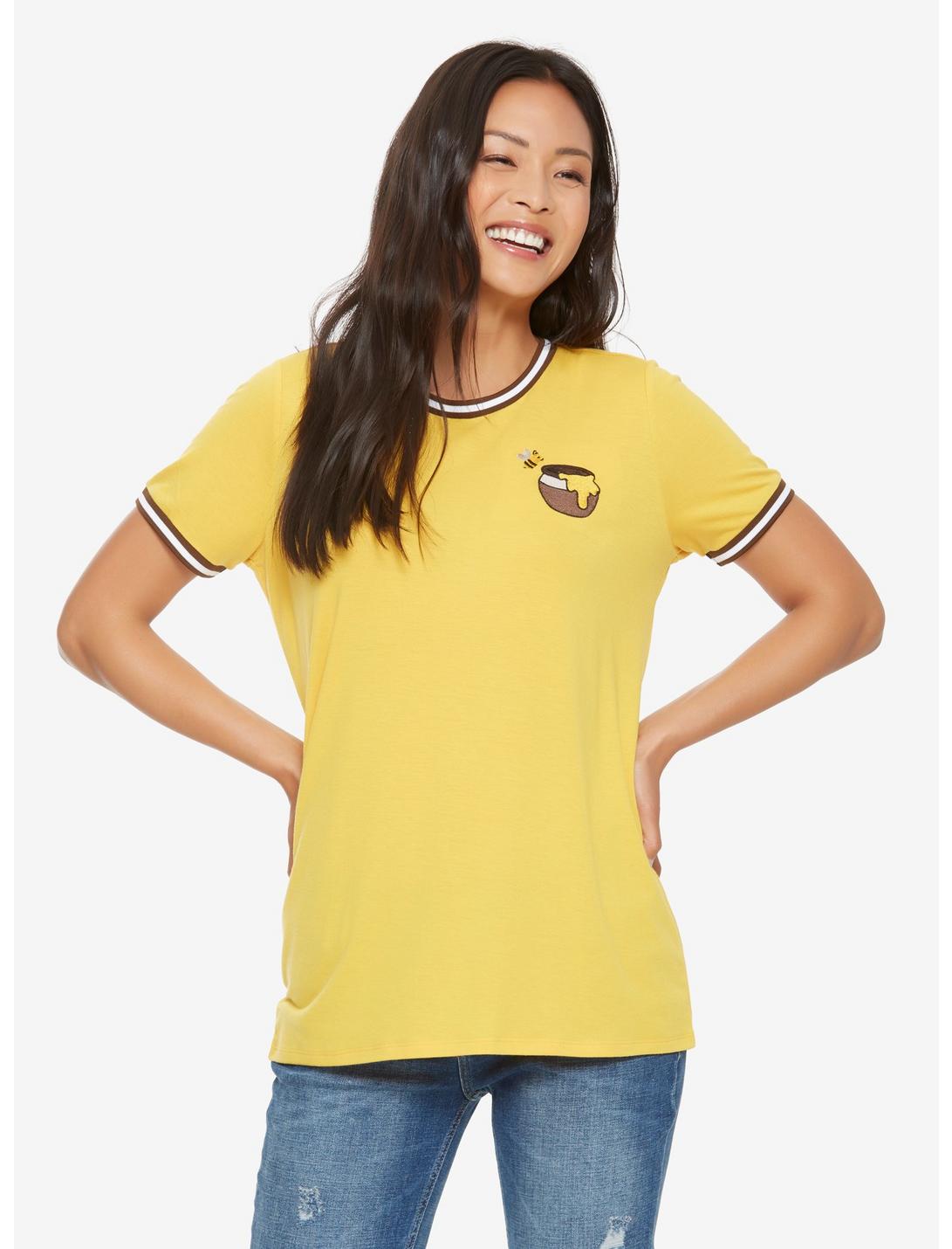 Disney Winnie The Pooh Hunny Pot Womens Ringer Tee - BoxLunch Exclusive, YELLOW, hi-res