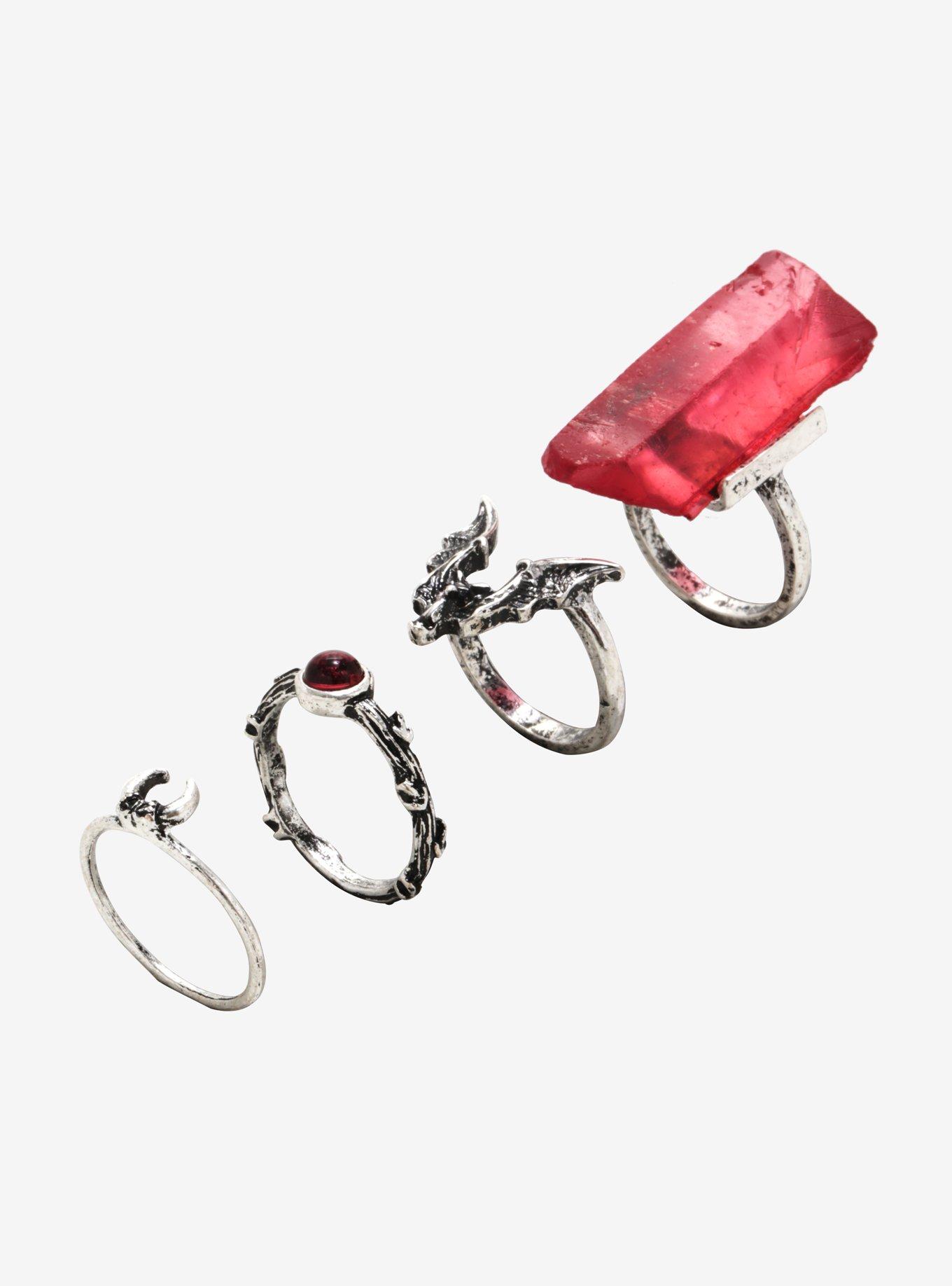 Red Crystal Bat Ring Set, , hi-res