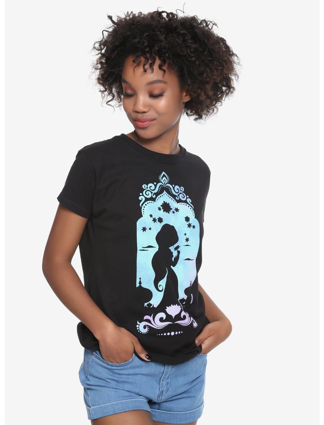 Disney Aladdin Jasmine Watercolor Silhouette Girls T-Shirt, HEATHER GREY, hi-res