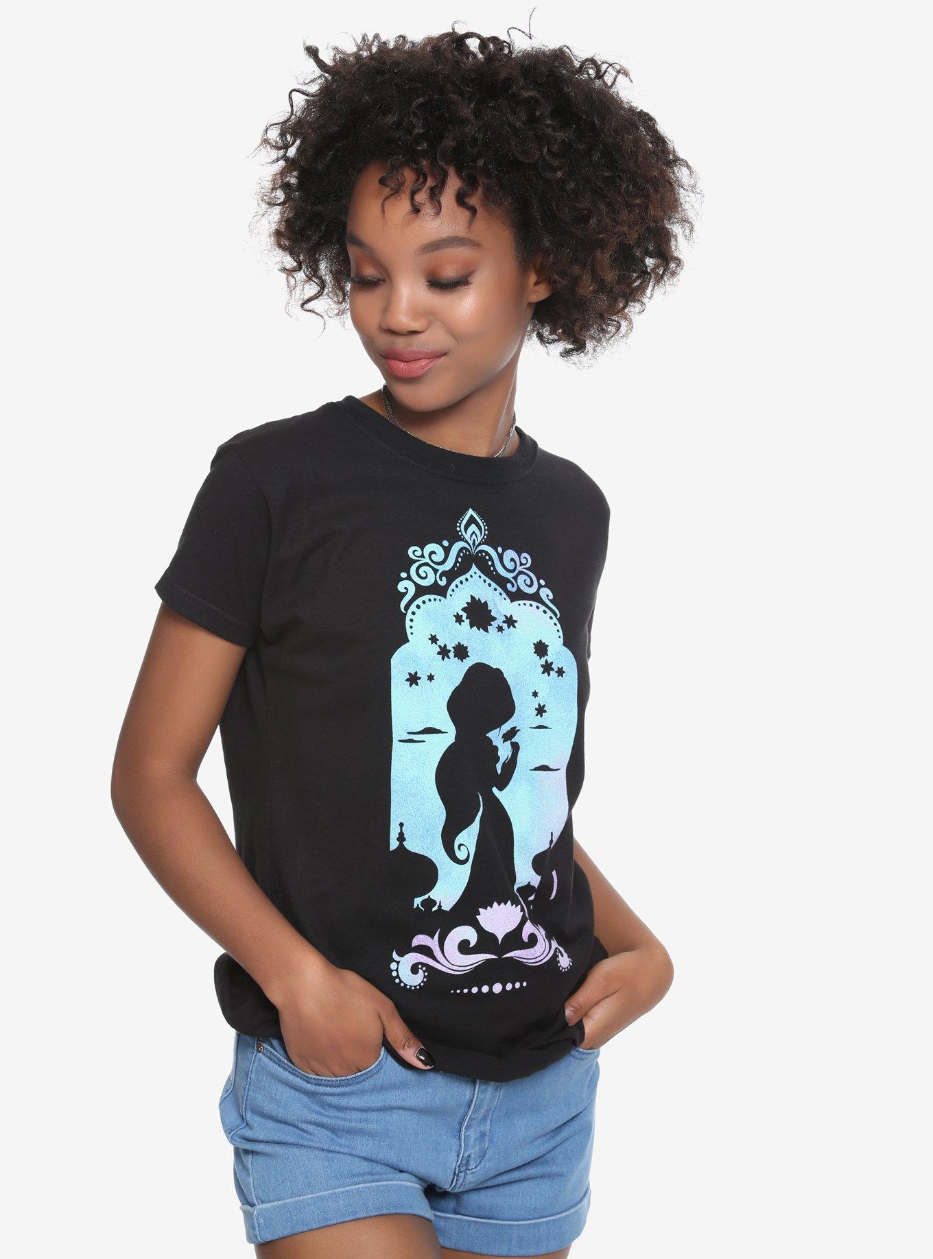 Disney Aladdin Jasmine Watercolor Silhouette Girls T-Shirt, HEATHER GREY, hi-res