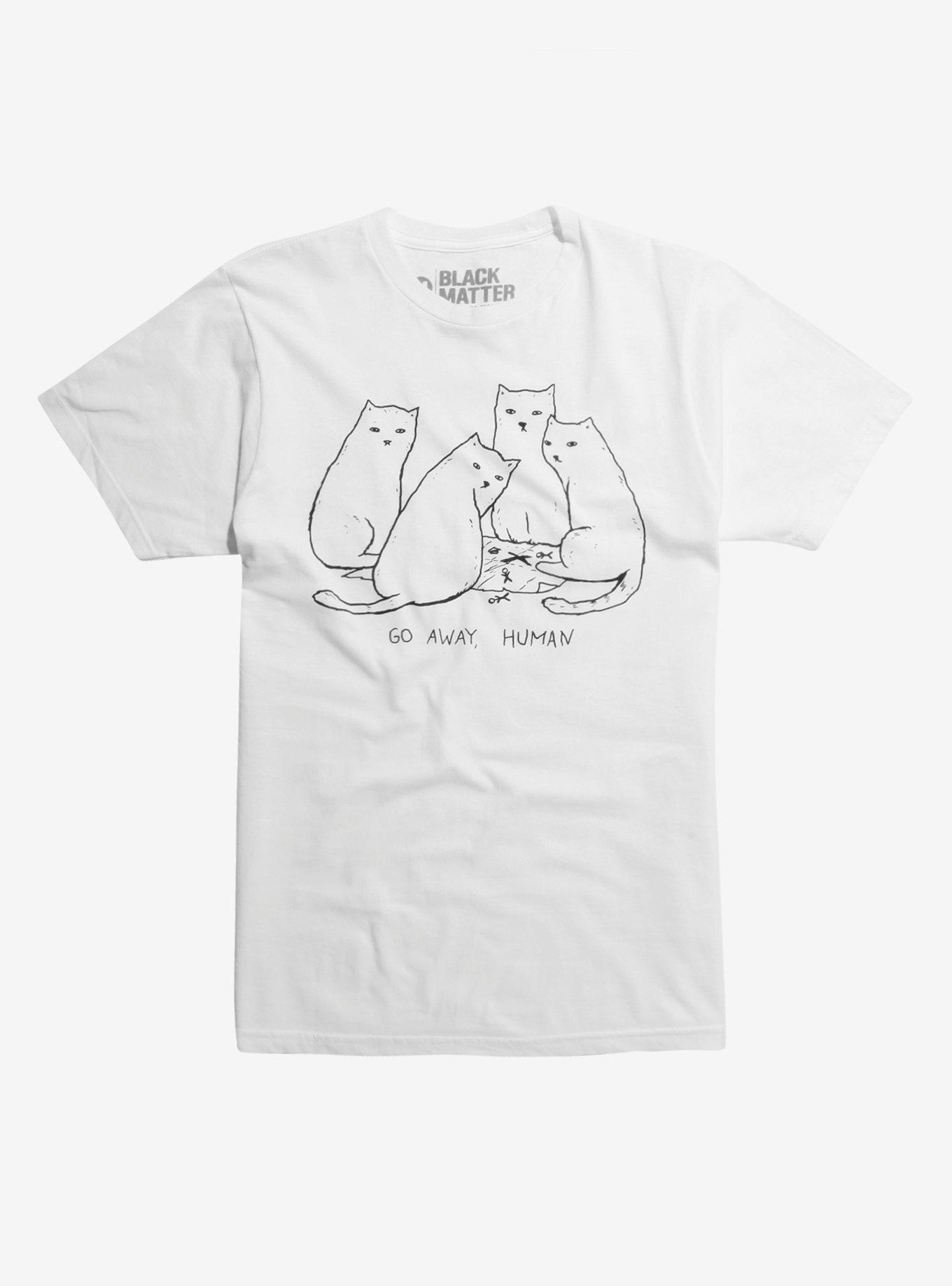 Go Away Human Cat T-Shirt Hot Topic Exclusive, WHITE, hi-res