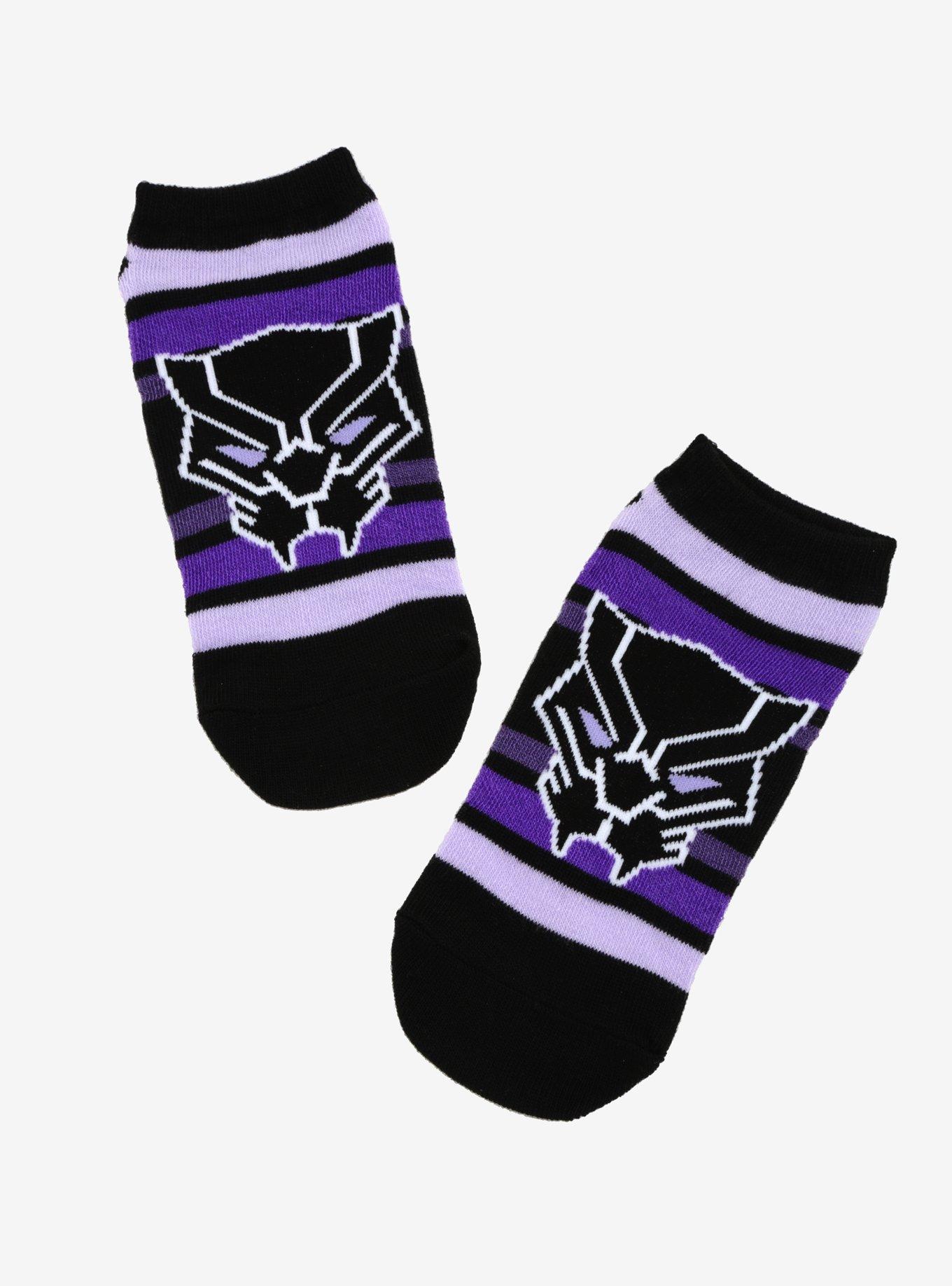 Marvel Black Panther Purple Stripe No-Show Socks, , hi-res