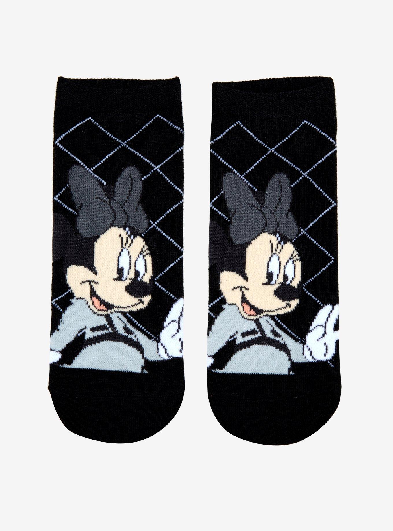 Disney Minnie Mouse Argyle No-Show Socks, , hi-res