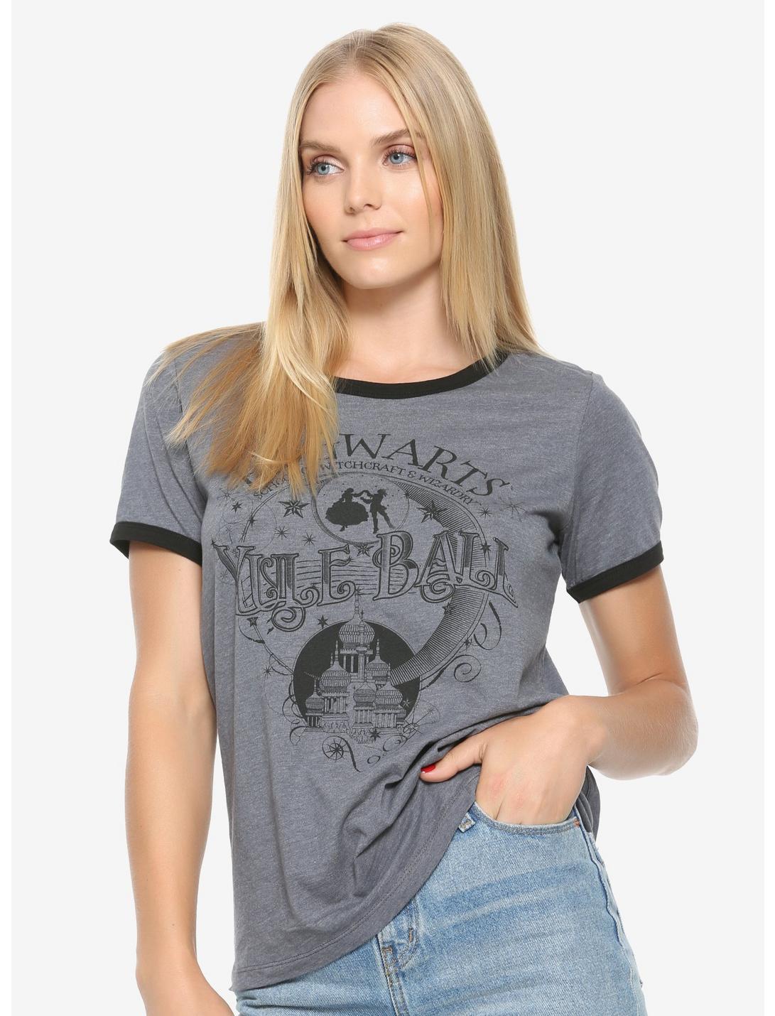 Harry Potter Yule Ball Womens Ringer Tee - BoxLunch Exclusive, GREY, hi-res