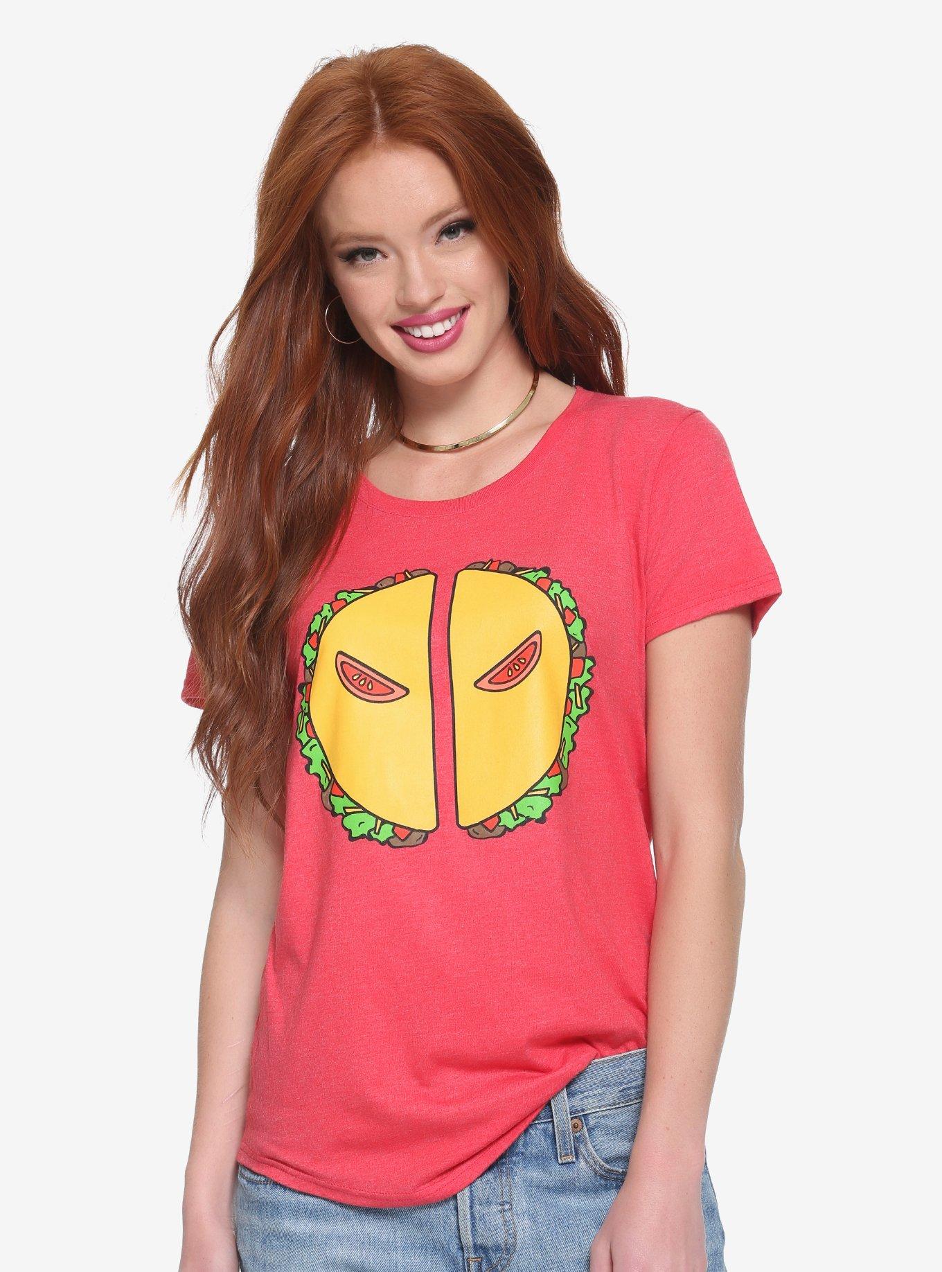 Marvel Deadpool Taco Icon Womens Tee - BoxLunch Exclusive, RED, hi-res