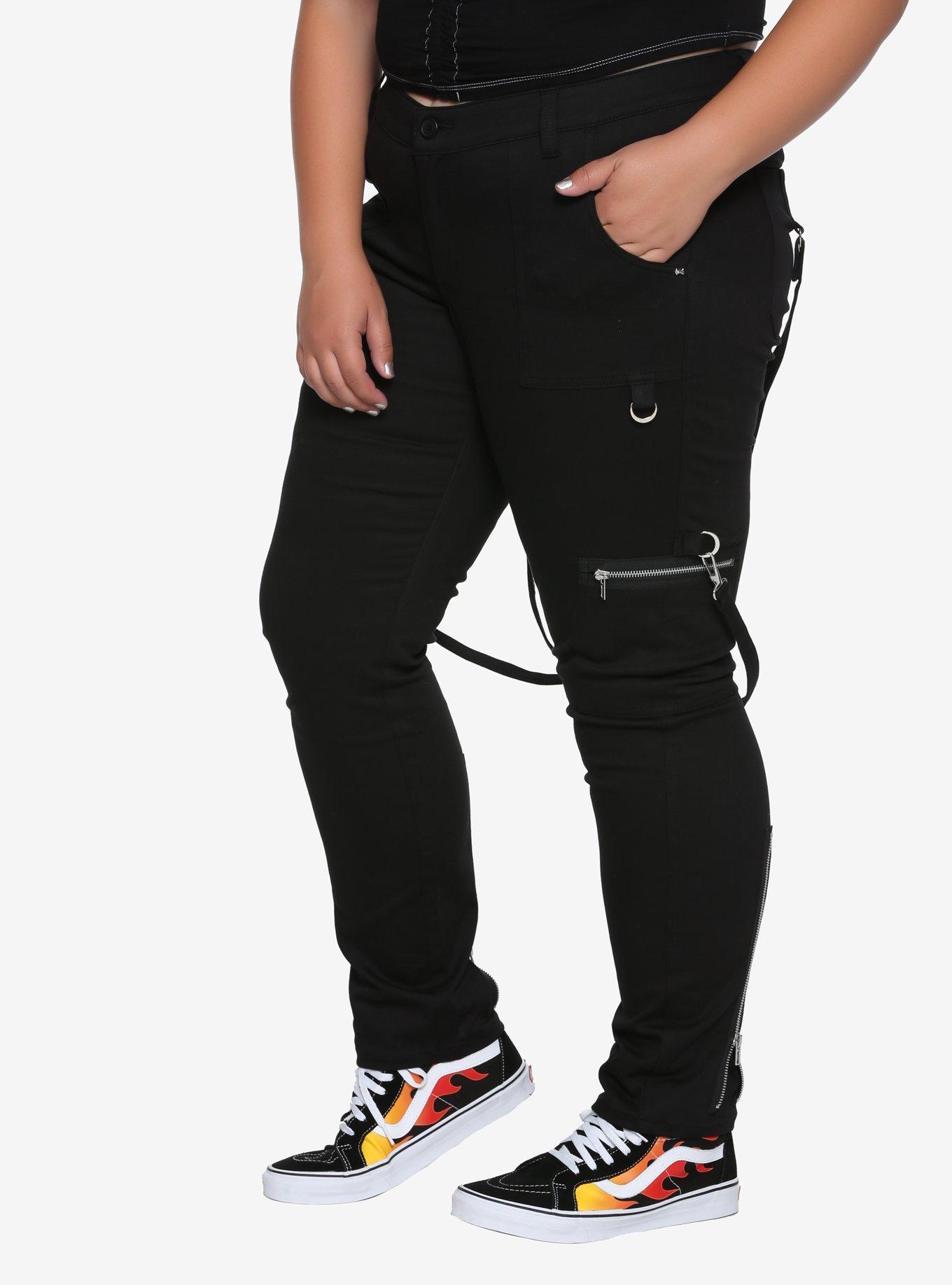 Royal Bones By Tripp Black Strap Skinny Jeans Plus Size, BLACK, hi-res