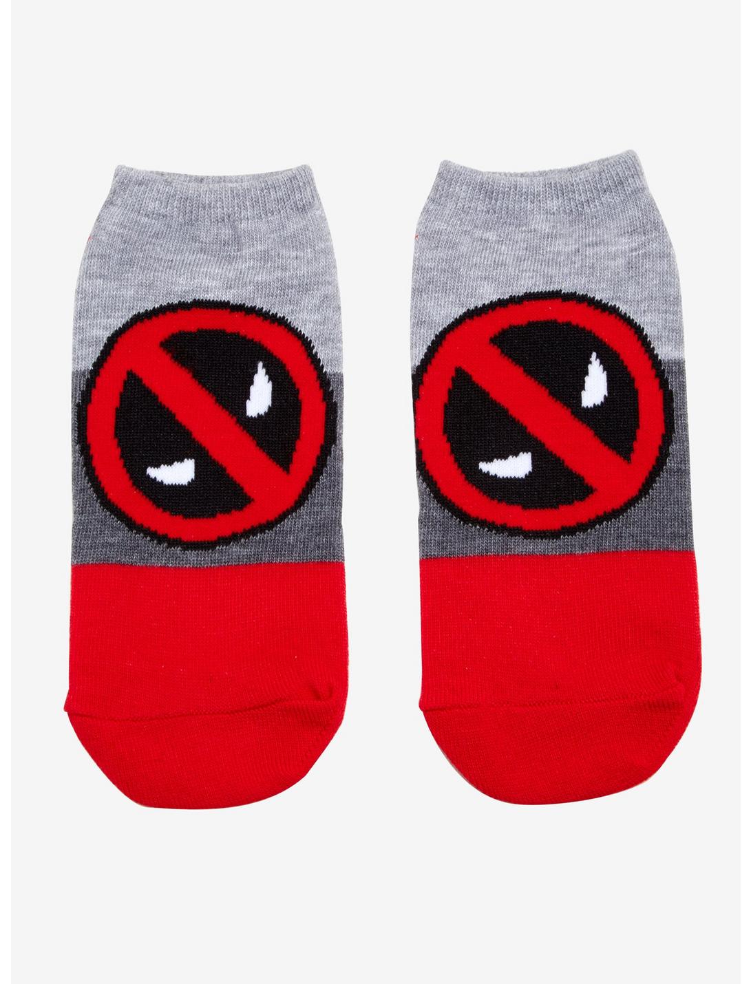 Marvel Deadpool Logo Colorblock No-Show Socks, , hi-res