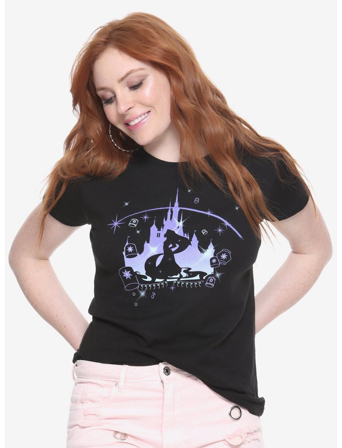 Disney Tangled Lanterns Silhouette Girls T-Shirt, BLACK, hi-res