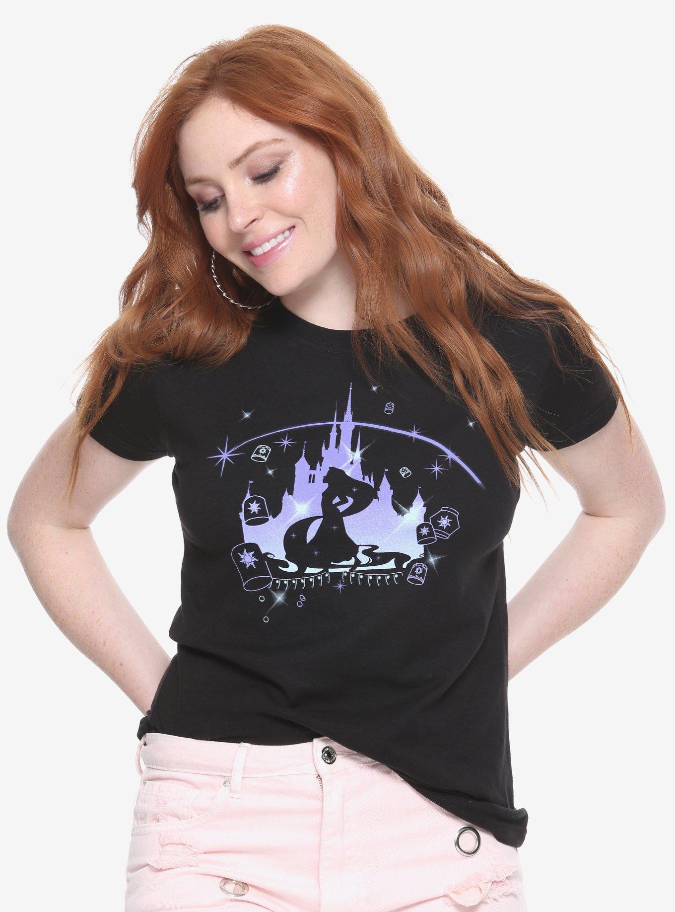 Disney Tangled Lanterns Silhouette Girls T-Shirt, BLACK, hi-res