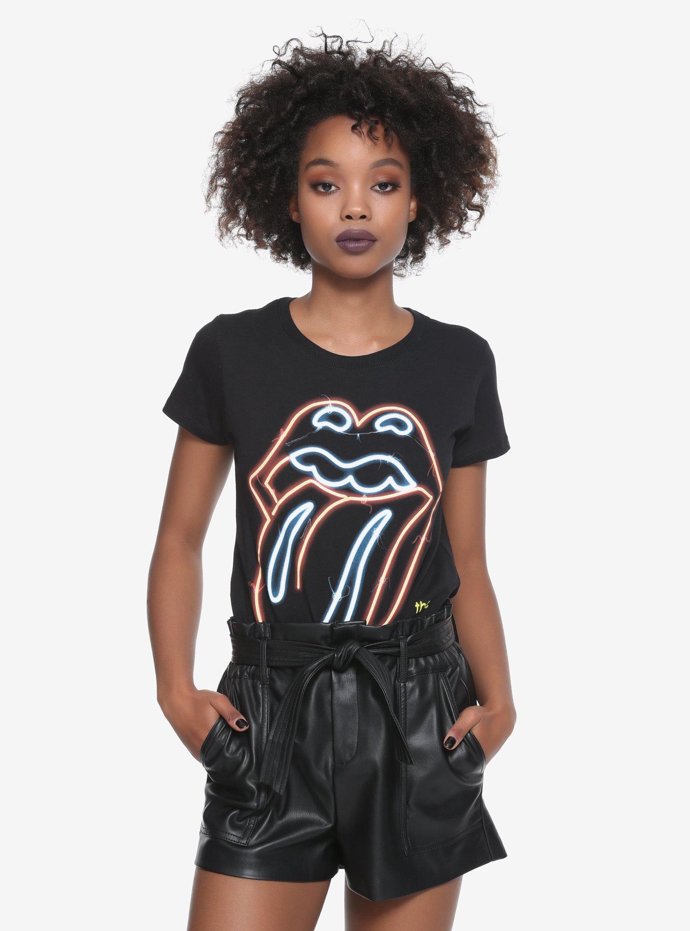 The Rolling Stones Neon Sign Tongue T-Shirt, BLACK, hi-res