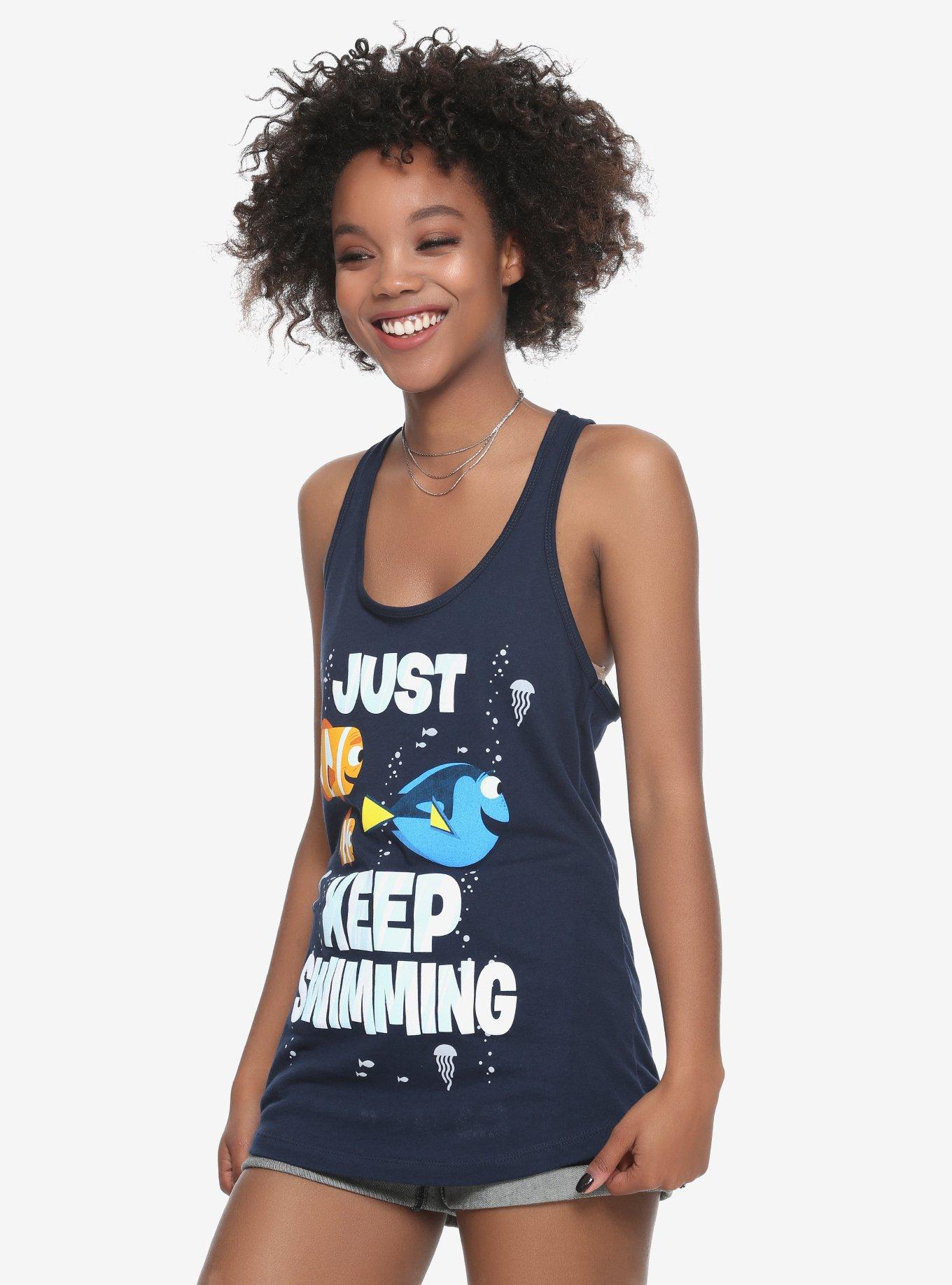 Disney Finding Nemo Just Keep Swimming Girls Tank Top, BLUE, hi-res