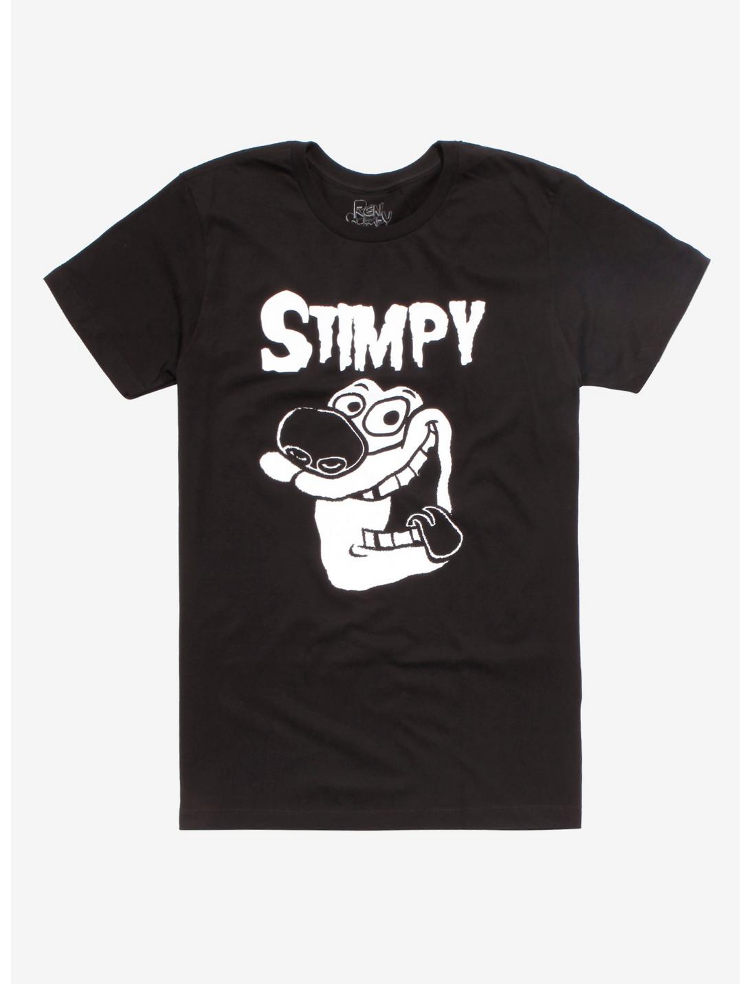 The Ren And Stimpy Show Stimpy Black & White T-Shirt, BLACK, hi-res