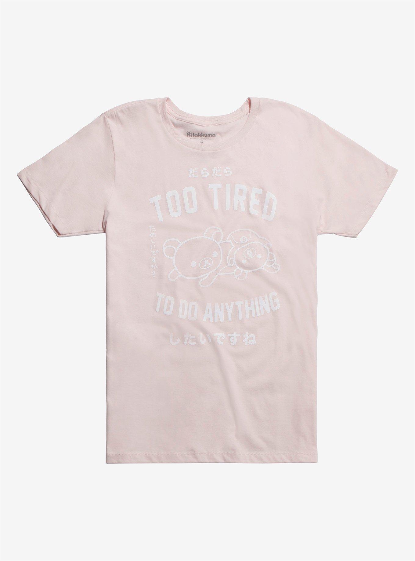Rilakkuma Too Tired Pink T-Shirt Hot Topic Exclusive, PINK, hi-res