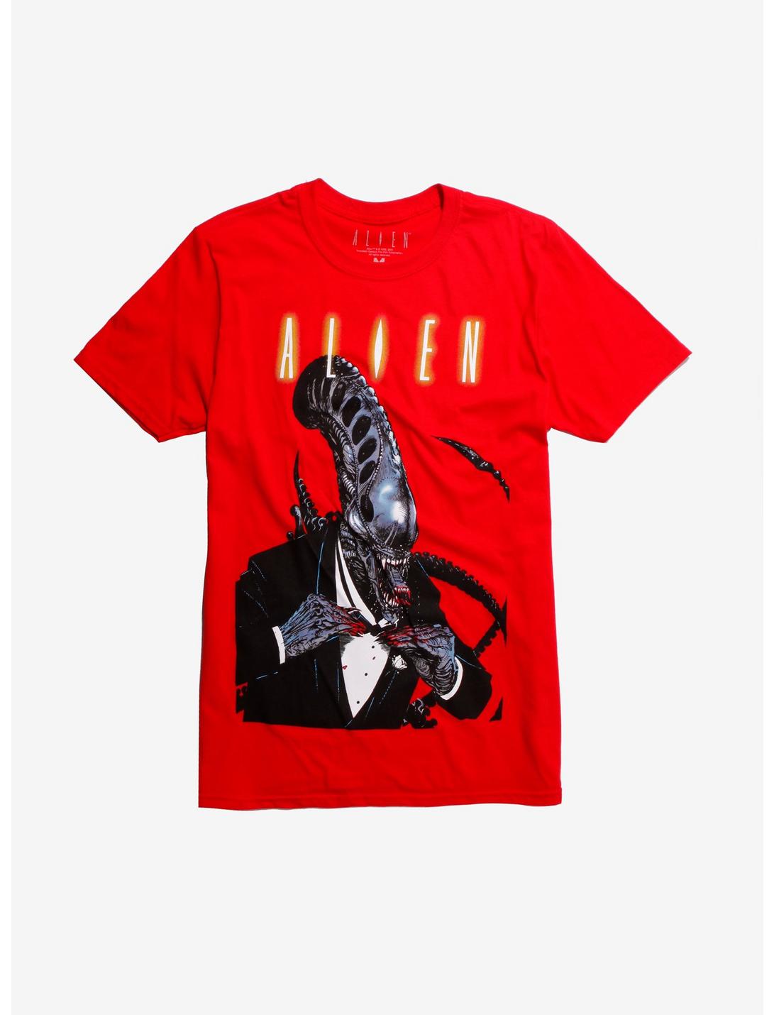 Alien Bow Tie T-Shirt Hot Topic Exclusive, RED, hi-res