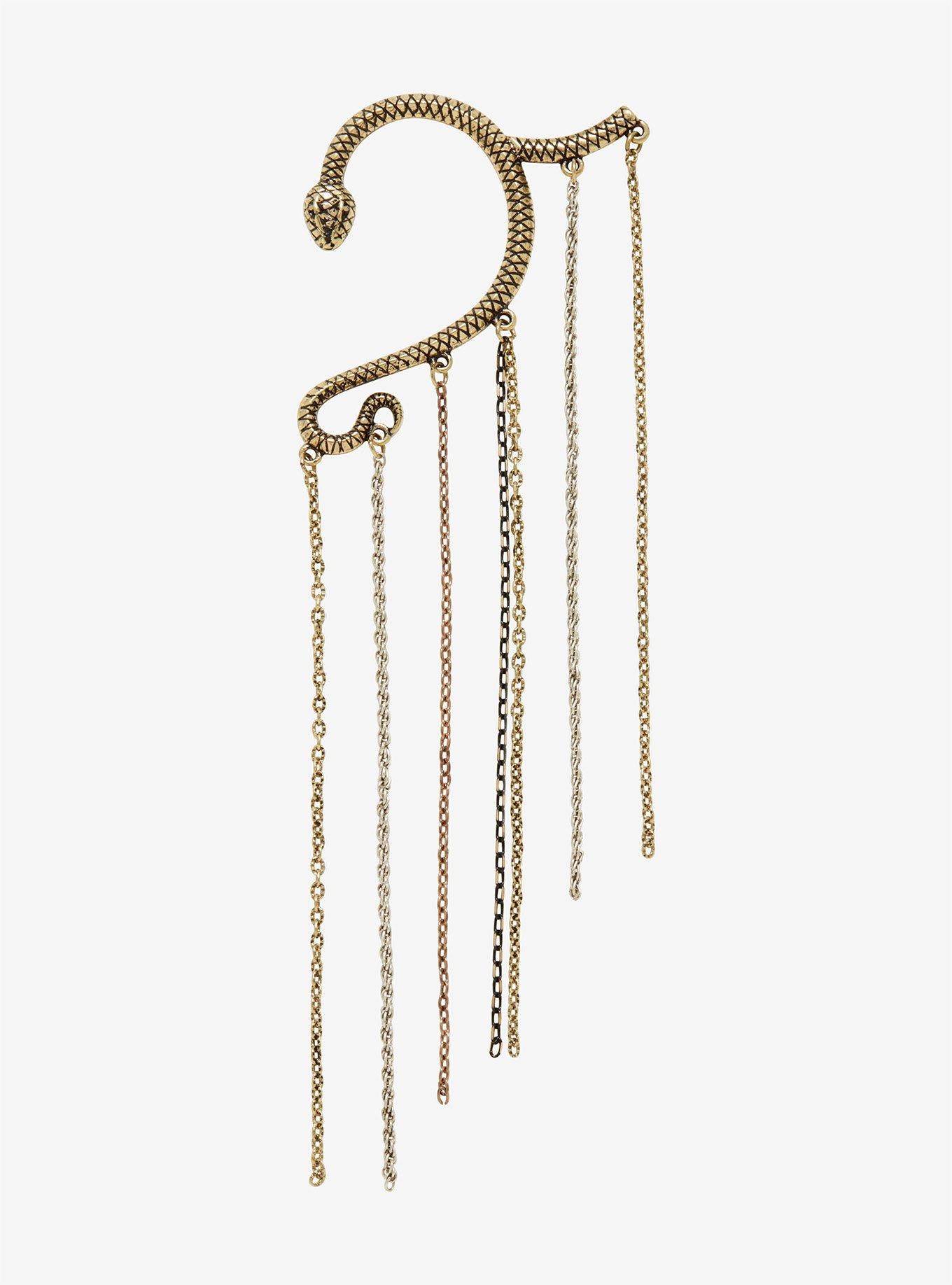 Snake Ear Cuff With Chains, , hi-res