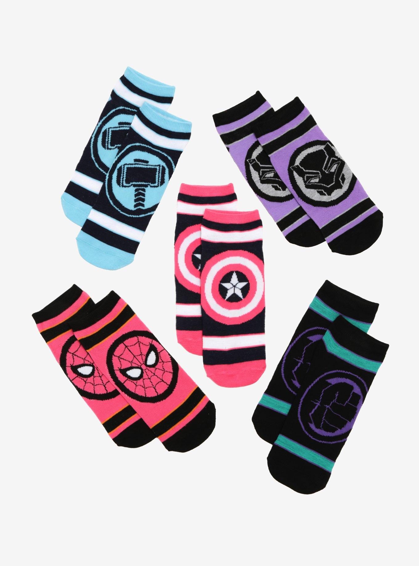 Marvel The Avengers Pastel No-Show Socks 5 Pair, , hi-res