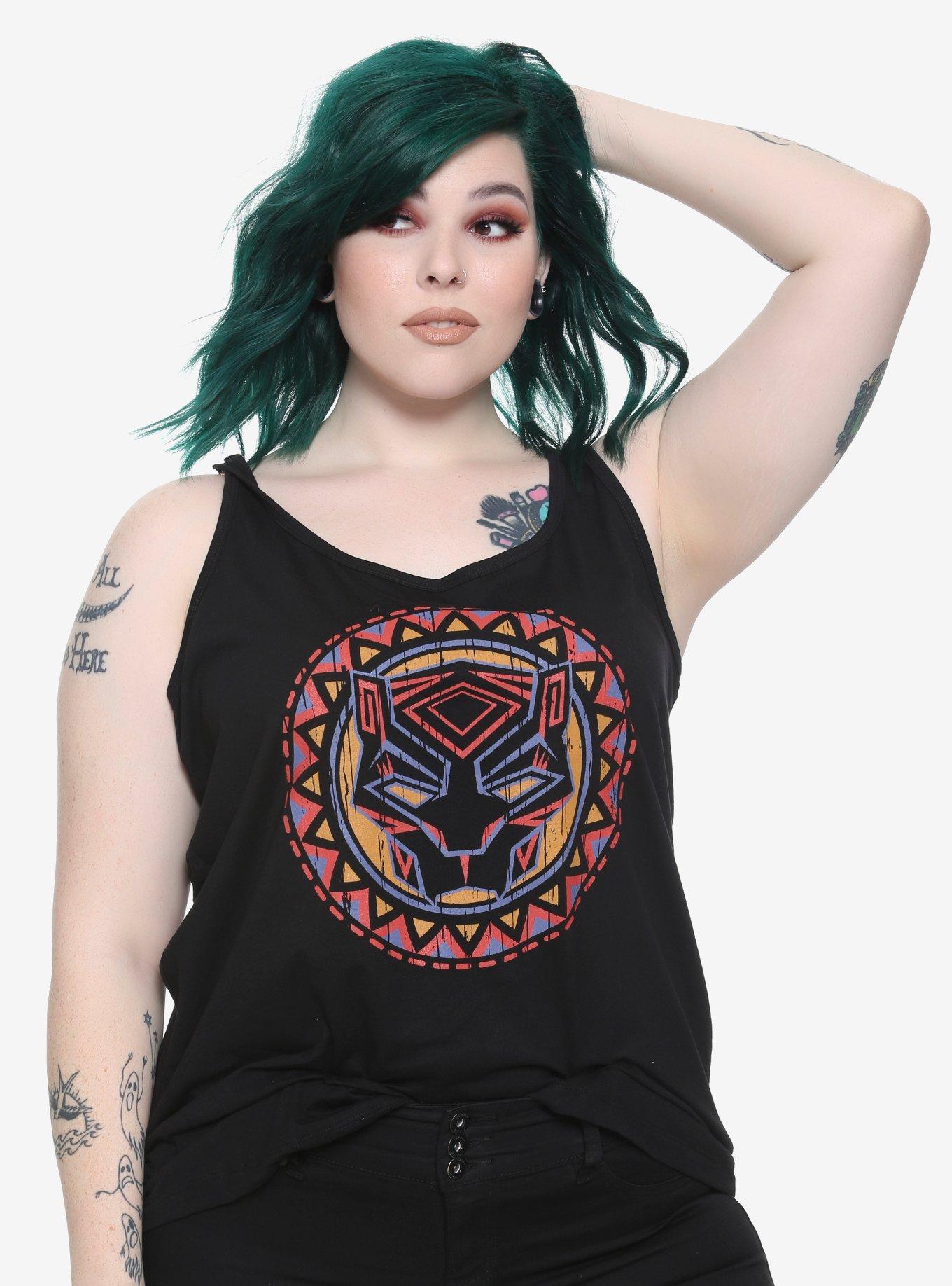 Her Universe Marvel Black Panther Logo Girls Tank Top Plus Size, BLACK, hi-res