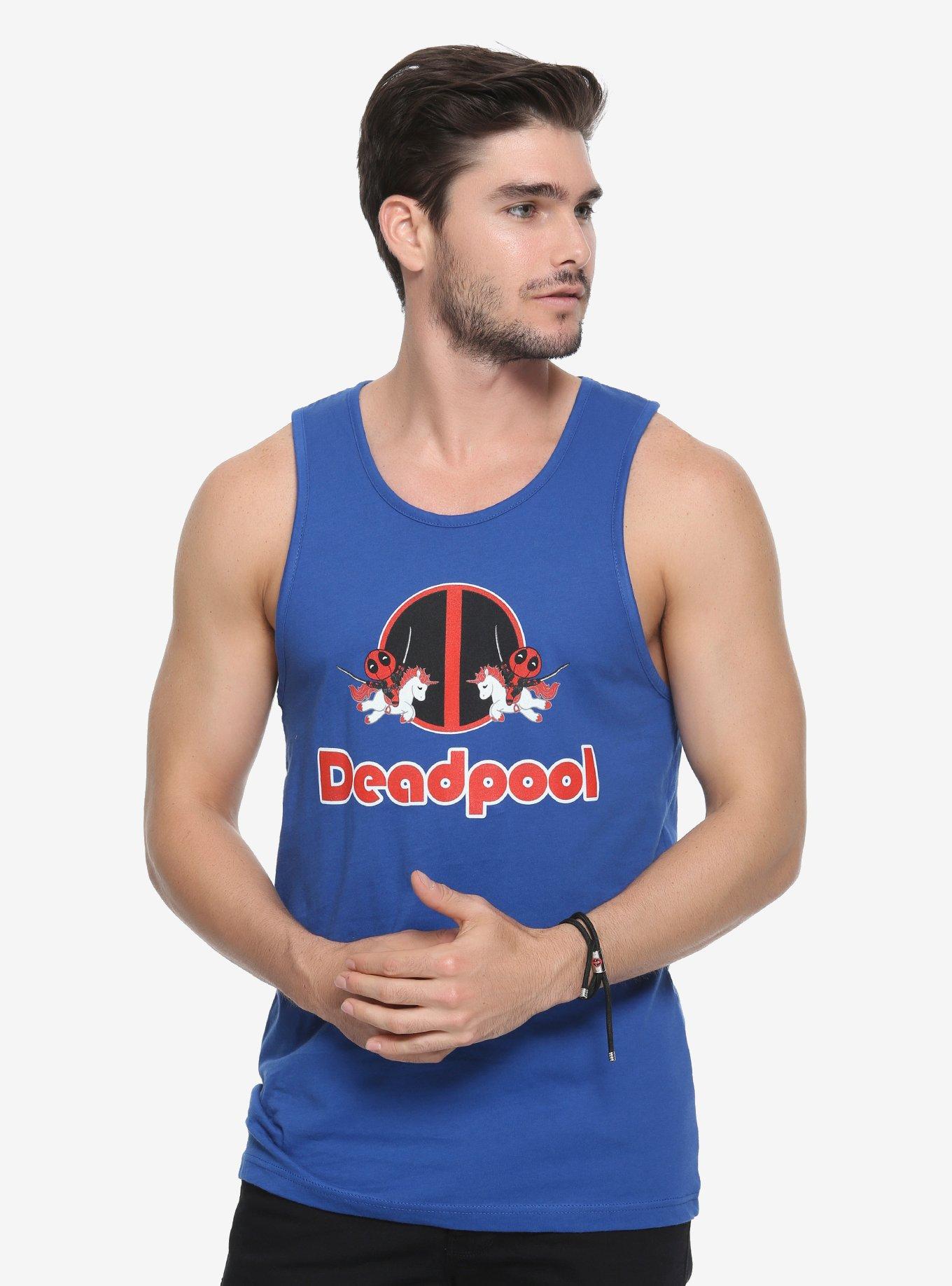 Marvel Deadpool Unicorn Tank Top - BoxLunch Exclusive, BLUE, hi-res
