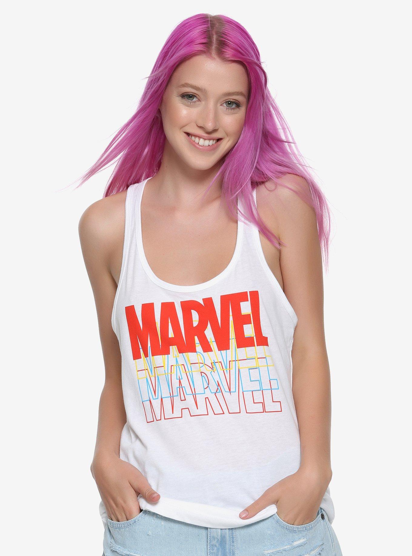 Marvel Repeated Logo Girls Tank Top, BLACK, hi-res