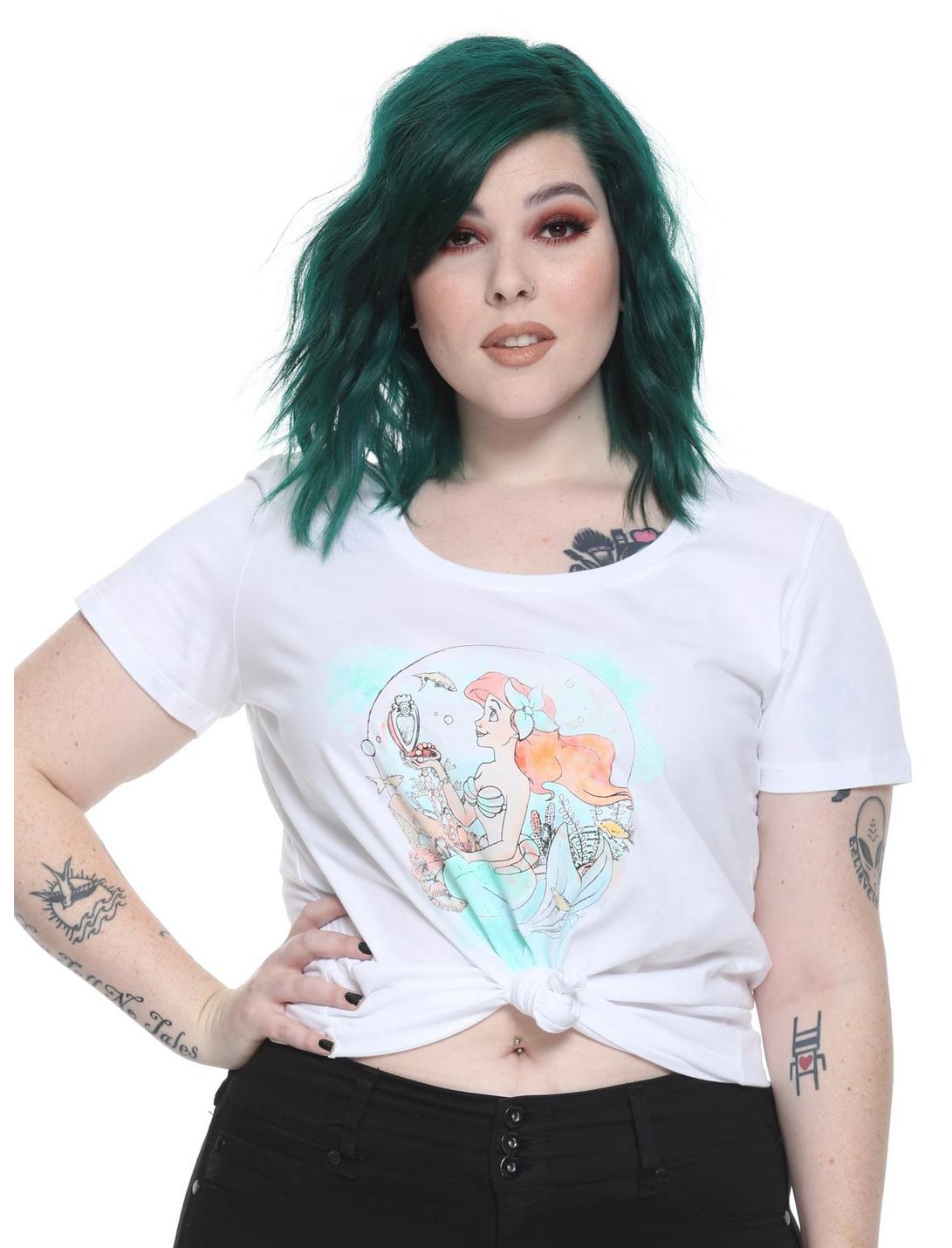 Disney The Little Mermaid Ariel Watercolor Bubble Girls T-Shirt Plus Size, WHITE, hi-res