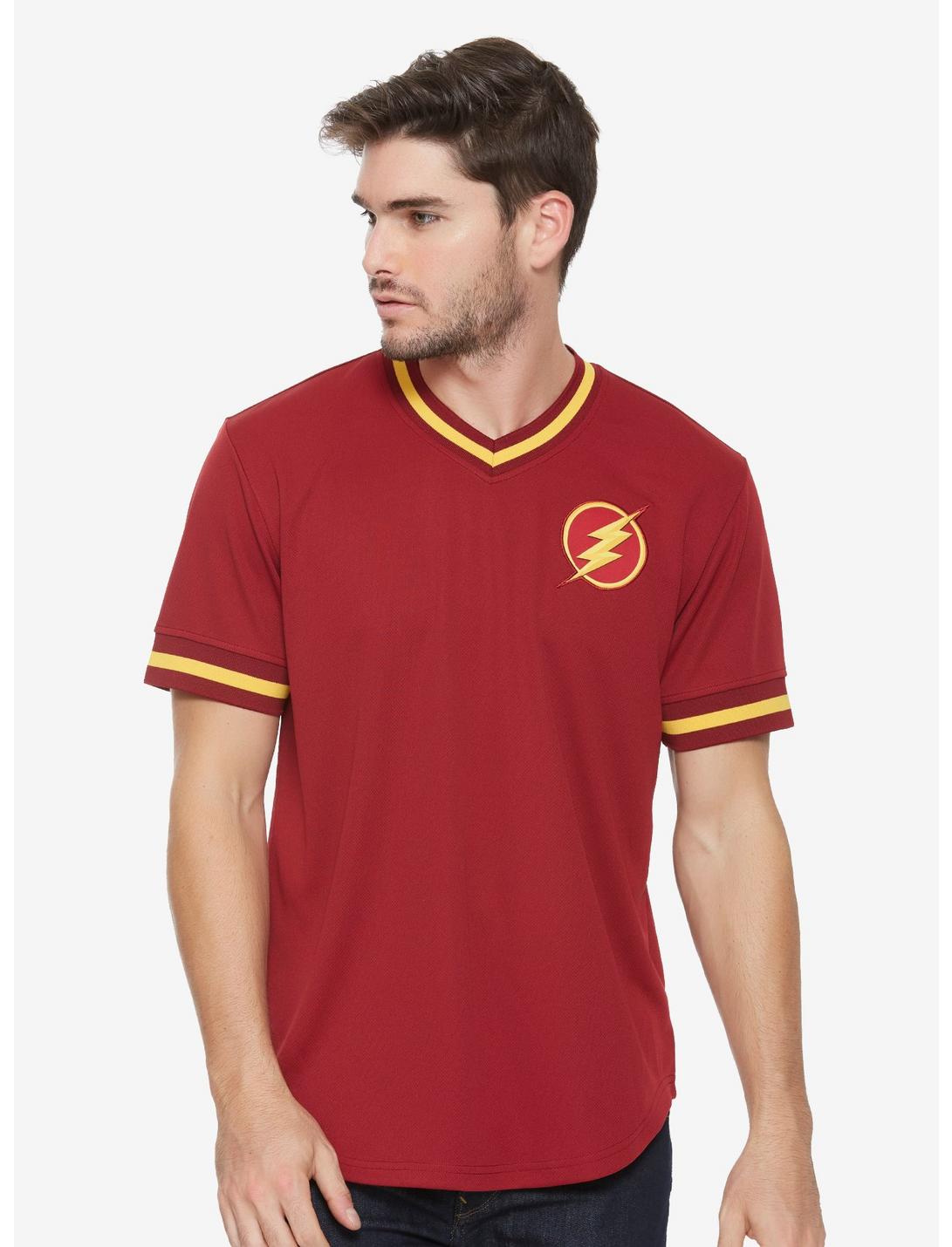 DC Comics The Flash Batting Jersey - BoxLunch Exclusive, RED, hi-res