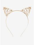 Gold Opalescent Moon & Stars Cat Ear Headband, , hi-res