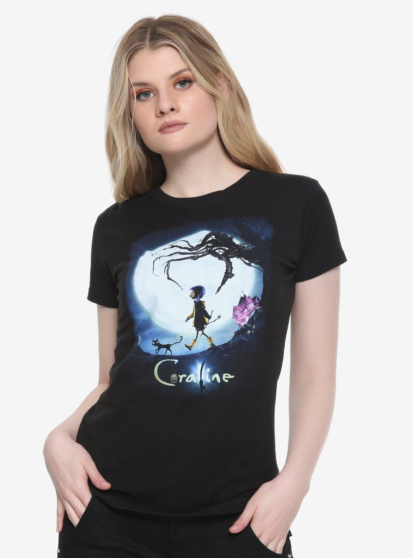 Coraline Movie Poster Girls T-Shirt, BLACK, hi-res