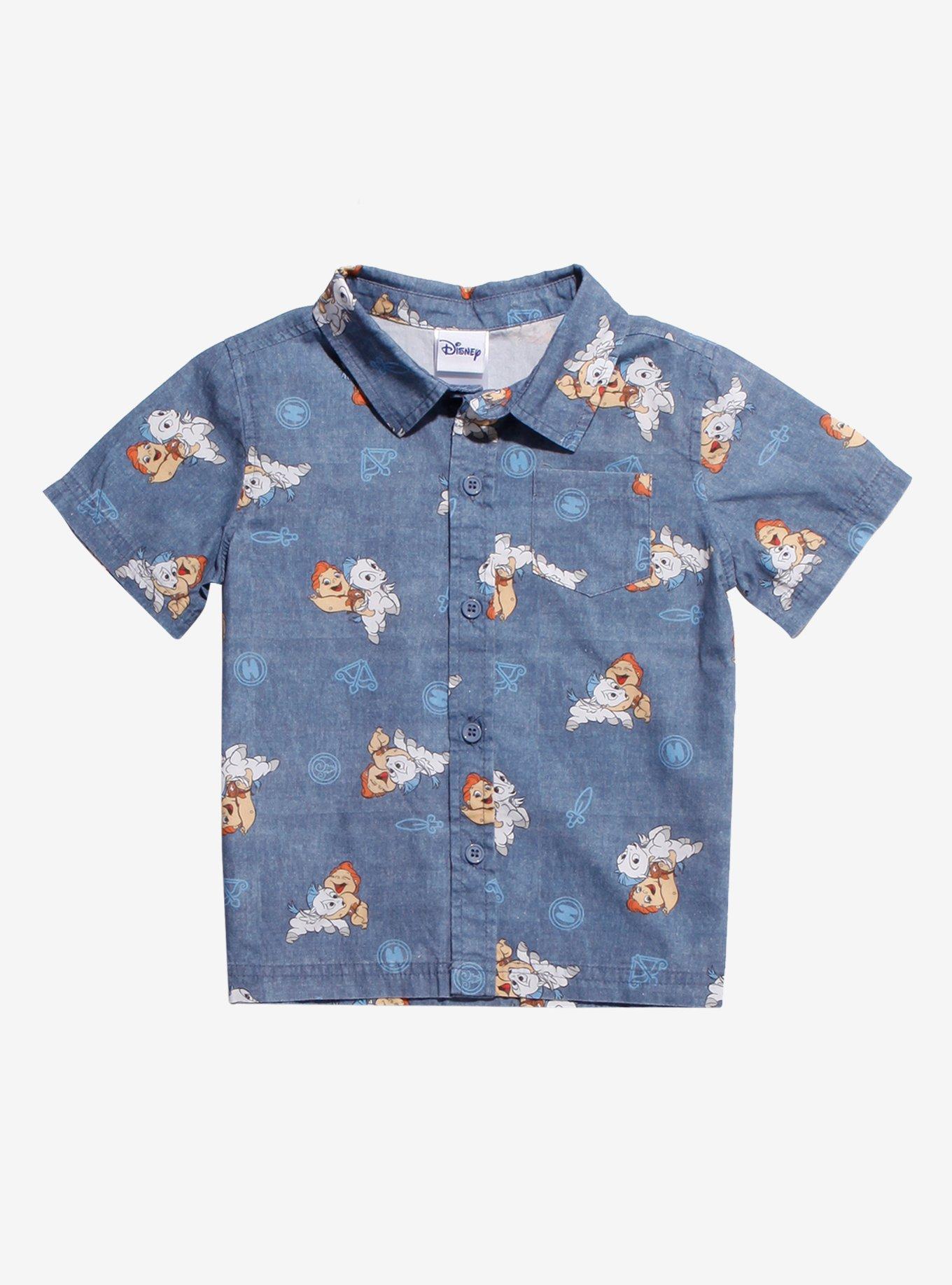 Disney Hercules Baby Herc & Pegasus Toddler Woven Button-Up - BoxLunch Exclusive, BLUE, hi-res