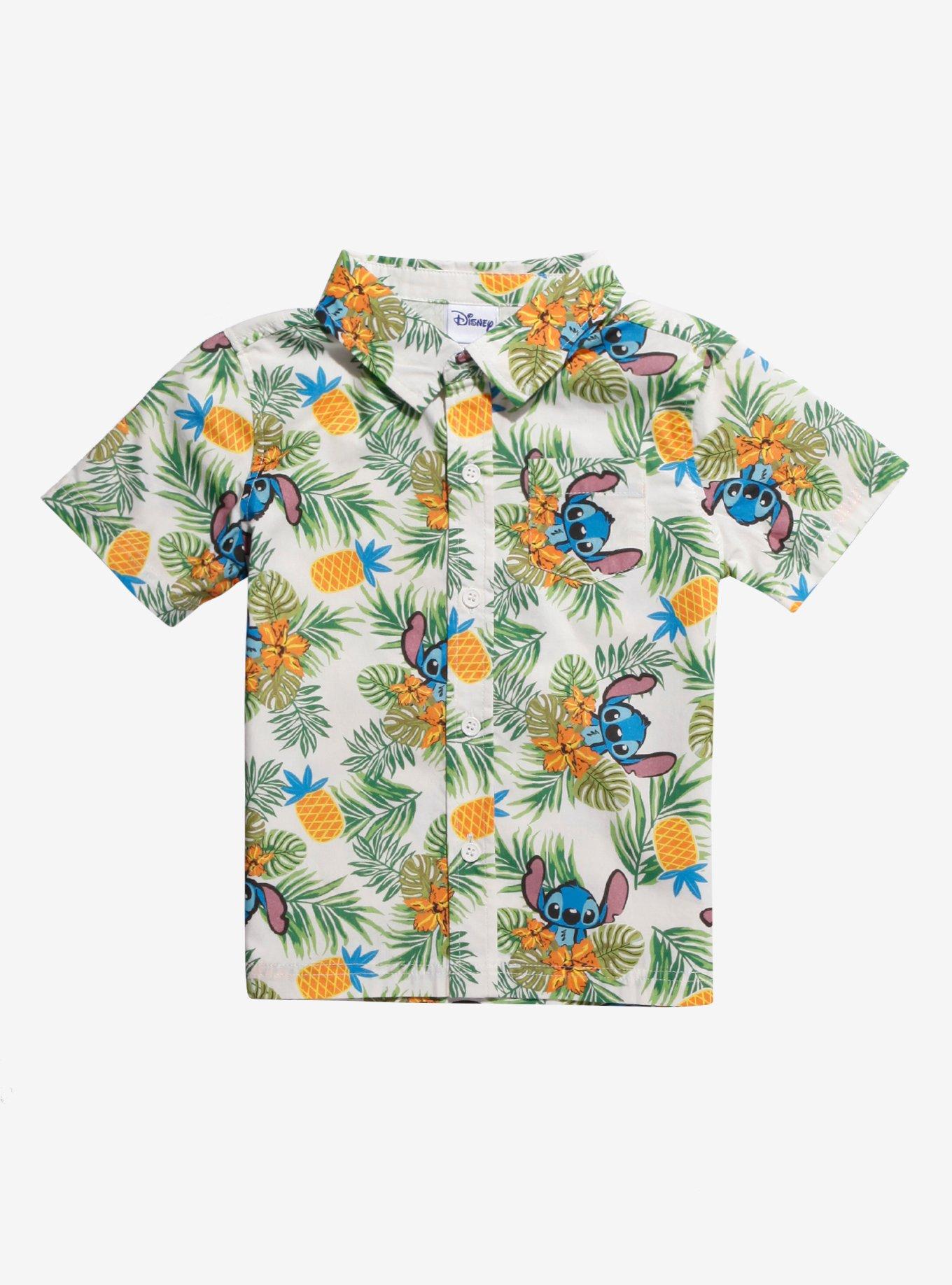 Disney Lilo & Stitch Tropical Allover Print Woven Button Up - BoxLunch ...