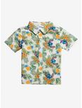 Disney Lilo & Stitch Tropical Allover Print Woven Button Up - BoxLunch Exclusive, GREEN, hi-res