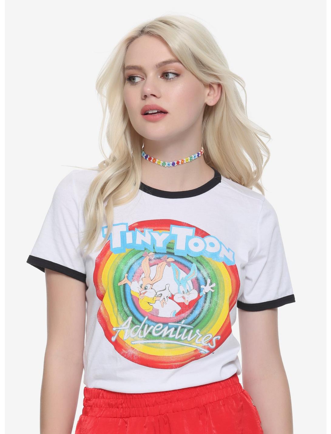 Tiny Toon Adventures Logo Girls Ringer T-Shirt, BLACK, hi-res