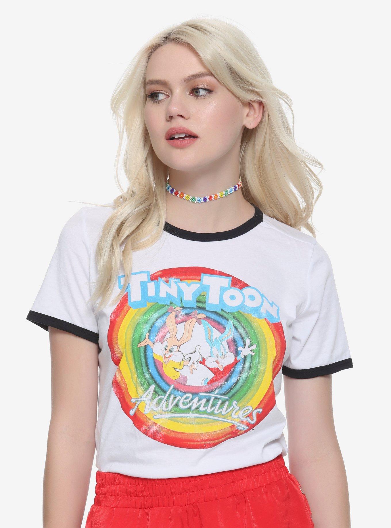 Tiny Toon Adventures Logo Girls Ringer T-Shirt, BLACK, hi-res