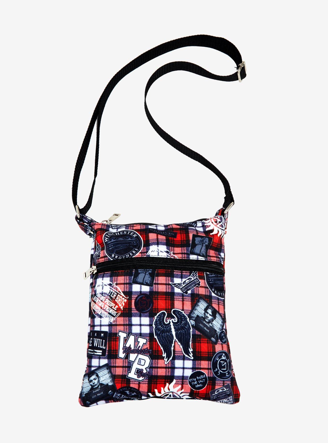 Supernatural Plaid Patch Passport Crossbody Bag, , hi-res