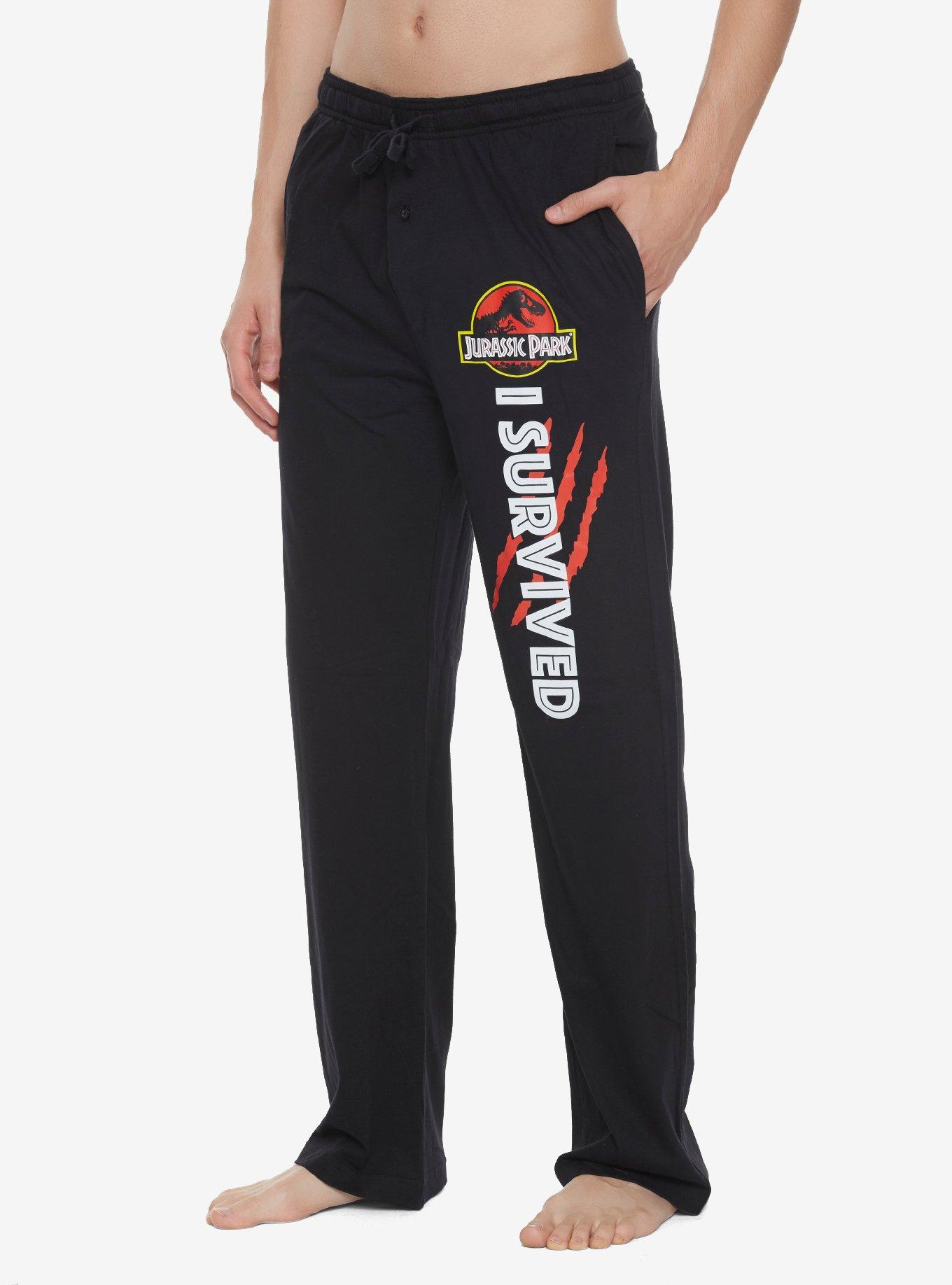 Jurassic Park I Survived Guys Pajama Pants, BLACK, hi-res