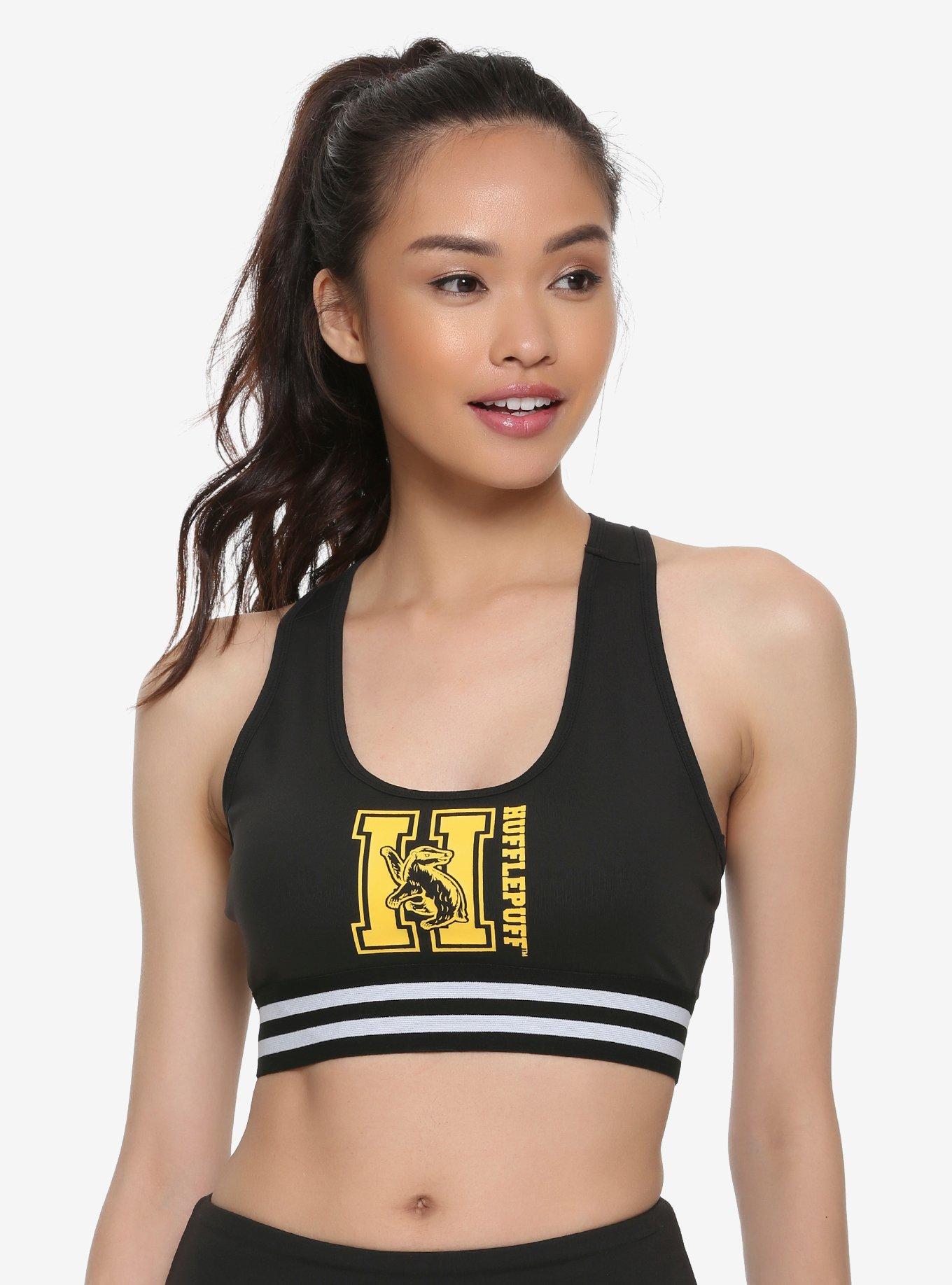 Harry Potter Hufflepuff Low-Impact Sports Bra, BLACK, hi-res