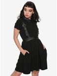 Black Faux Leather Harness Dress, BLACK, hi-res